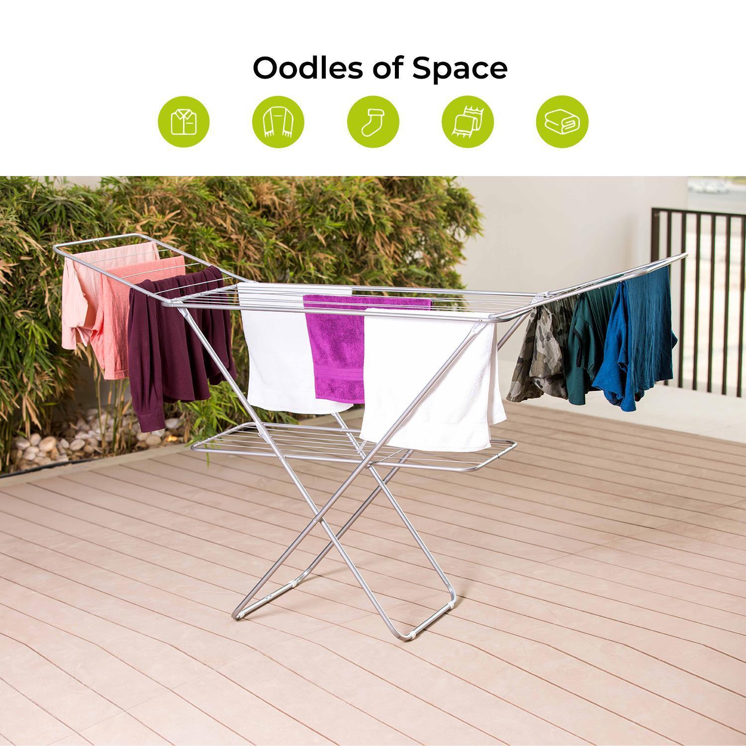 Expandable Metal Clothes Dryer With Bottom Shelf