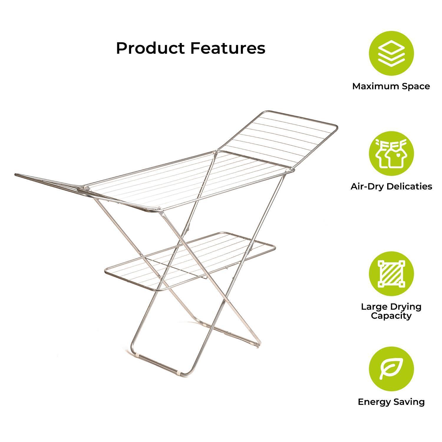 Expandable Metal Clothes Dryer With Bottom Shelf