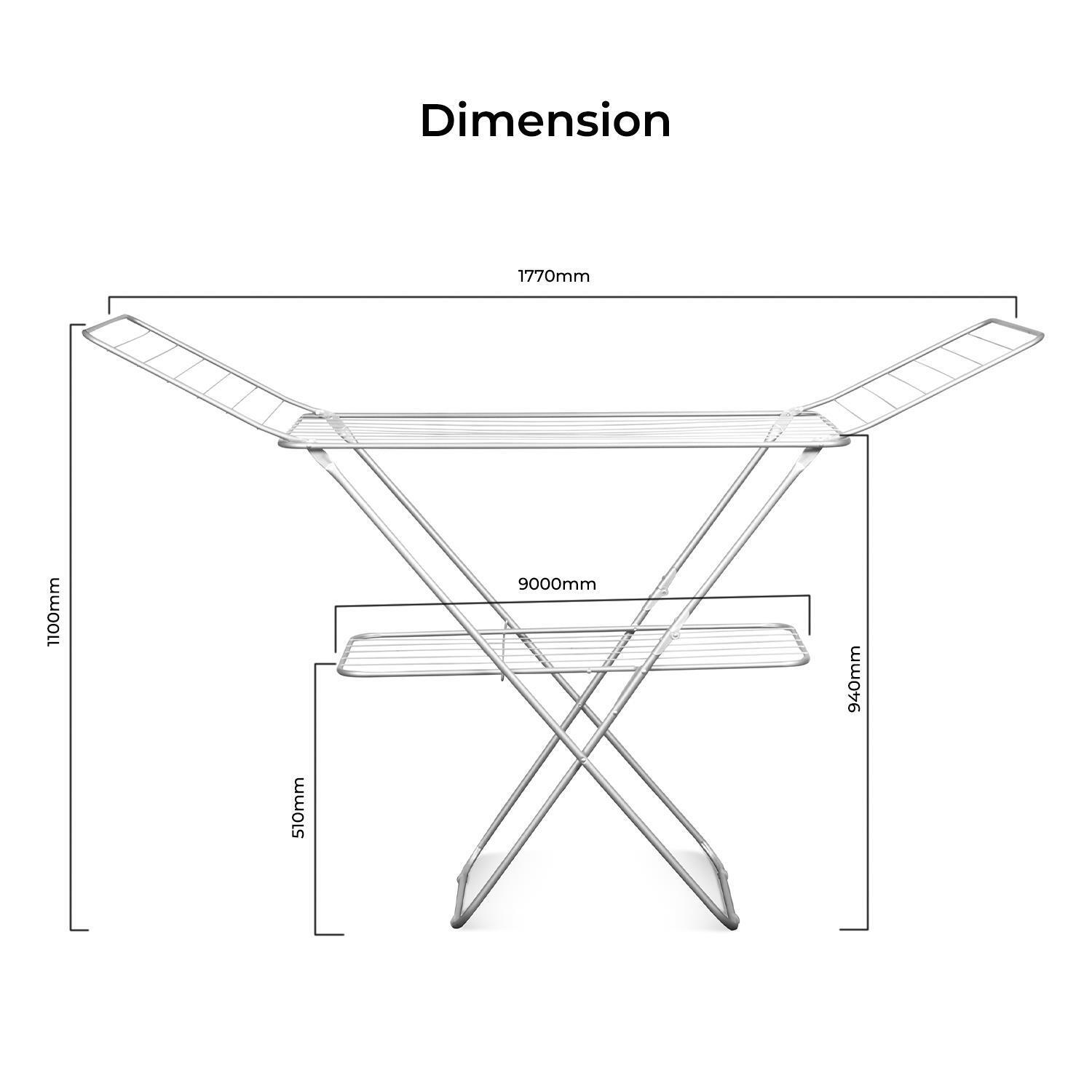 Expandable Metal Clothes Dryer With Bottom Shelf