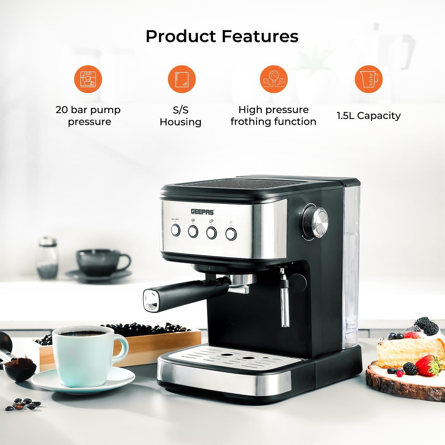 20-Bar Espresso Cappuccino Coffee Machine & Coffee Grinder Set