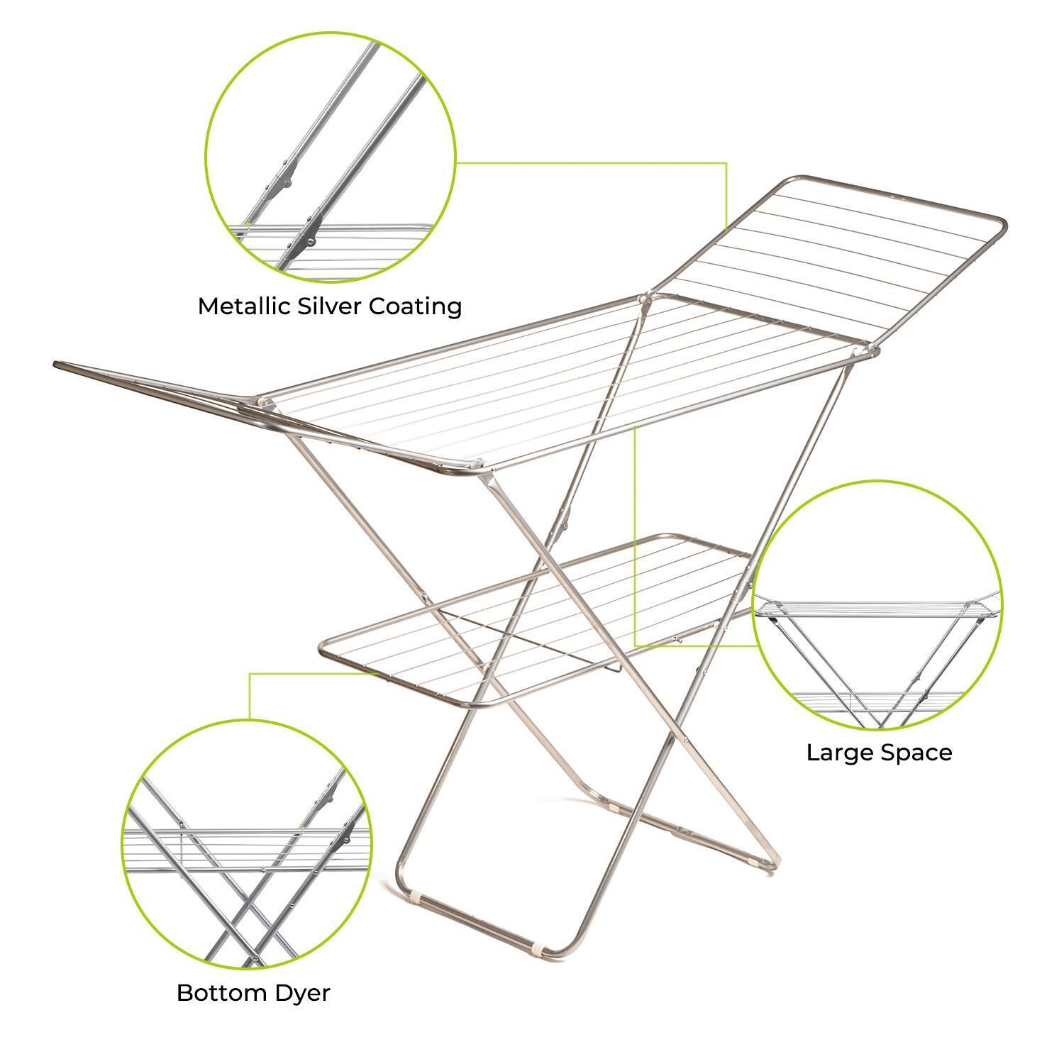 Expandable Metal Clothes Dryer With Bottom Shelf