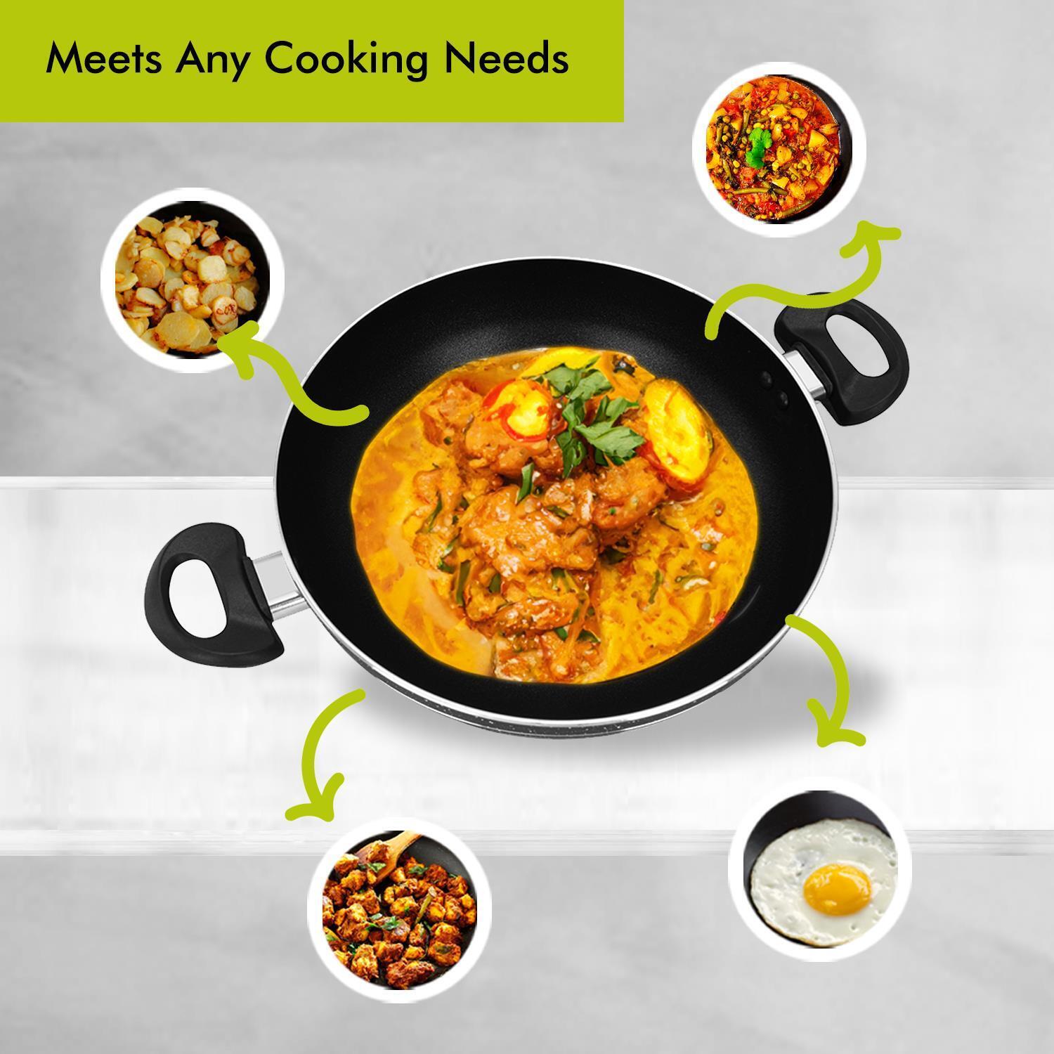 Premium 28cm Non-Stick Induction Wok Pan with Glass Lid