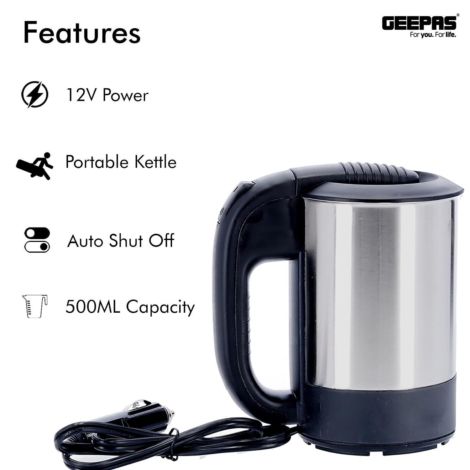 12V Stainless Steel Portable Travel Kettle 500ml