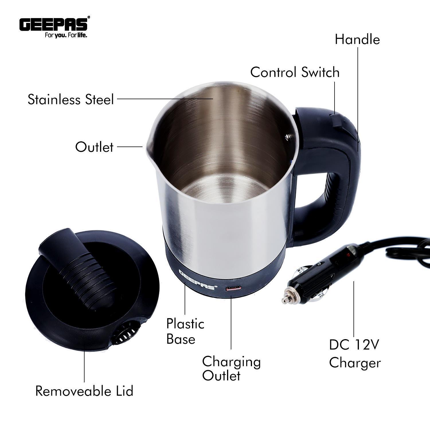12V Stainless Steel Portable Travel Kettle 500ml