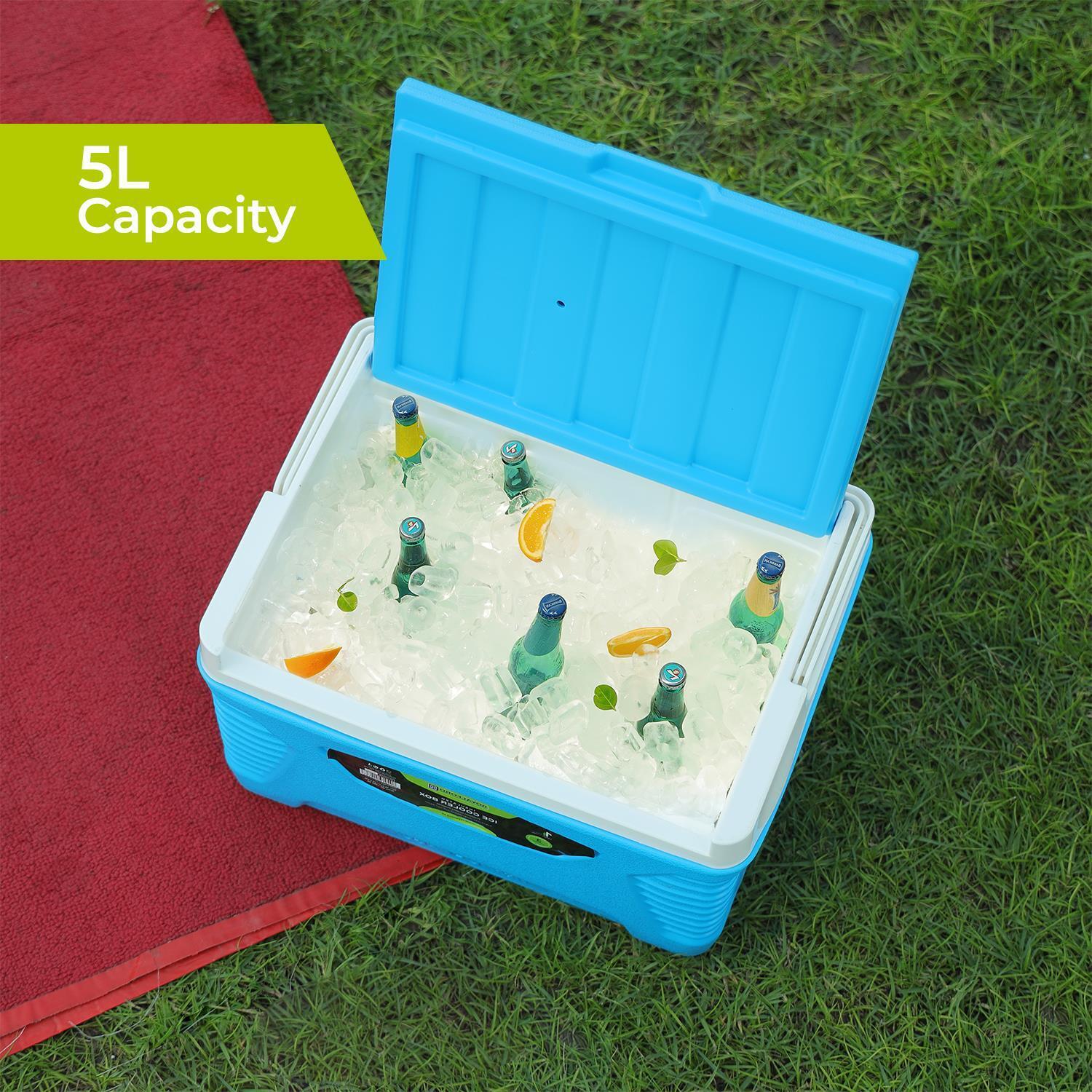 5L Insulated Ice Cooler Box - Blue - Portable, Lightweight