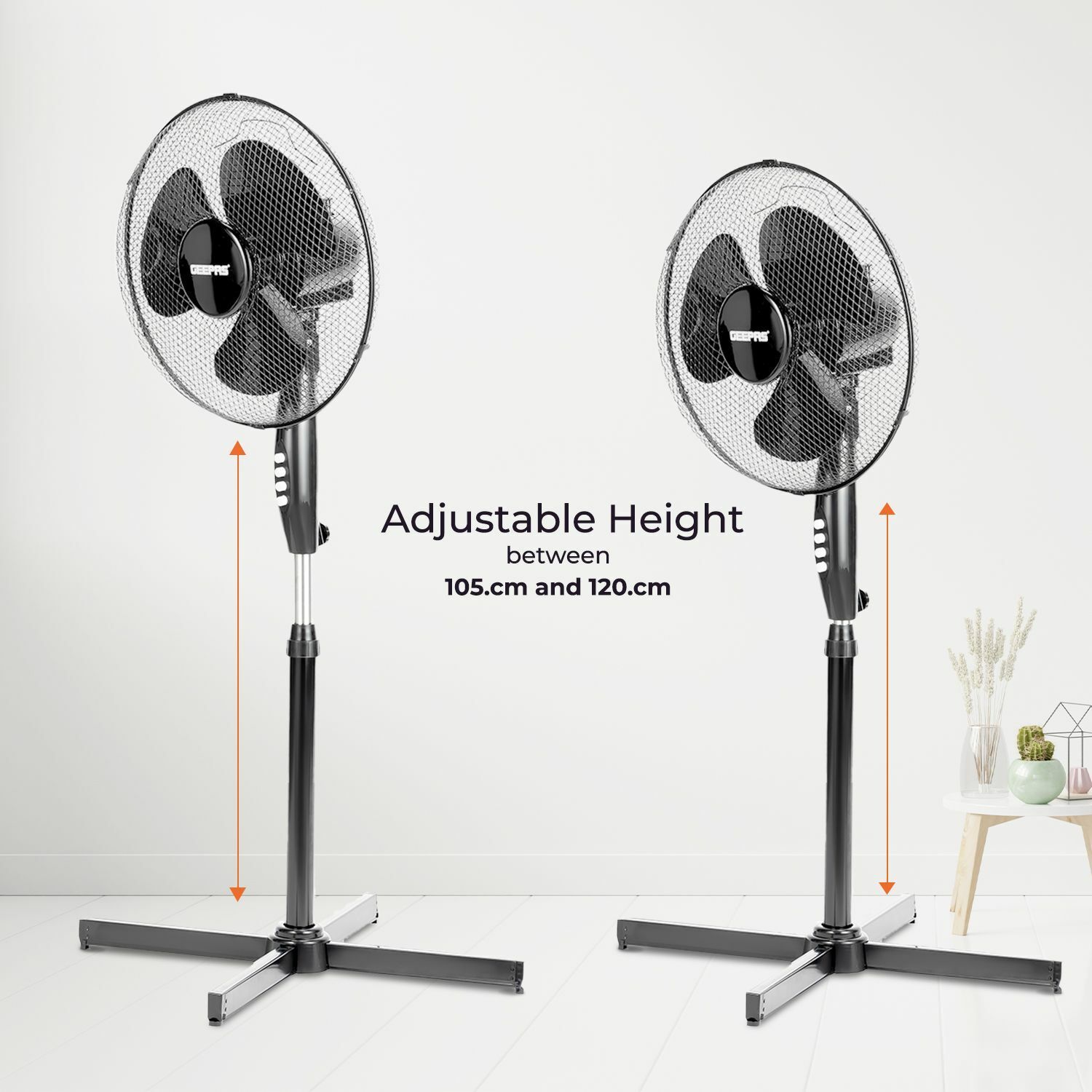 Set Of Two 16" Black Oscillating Electric Pedestal Fans