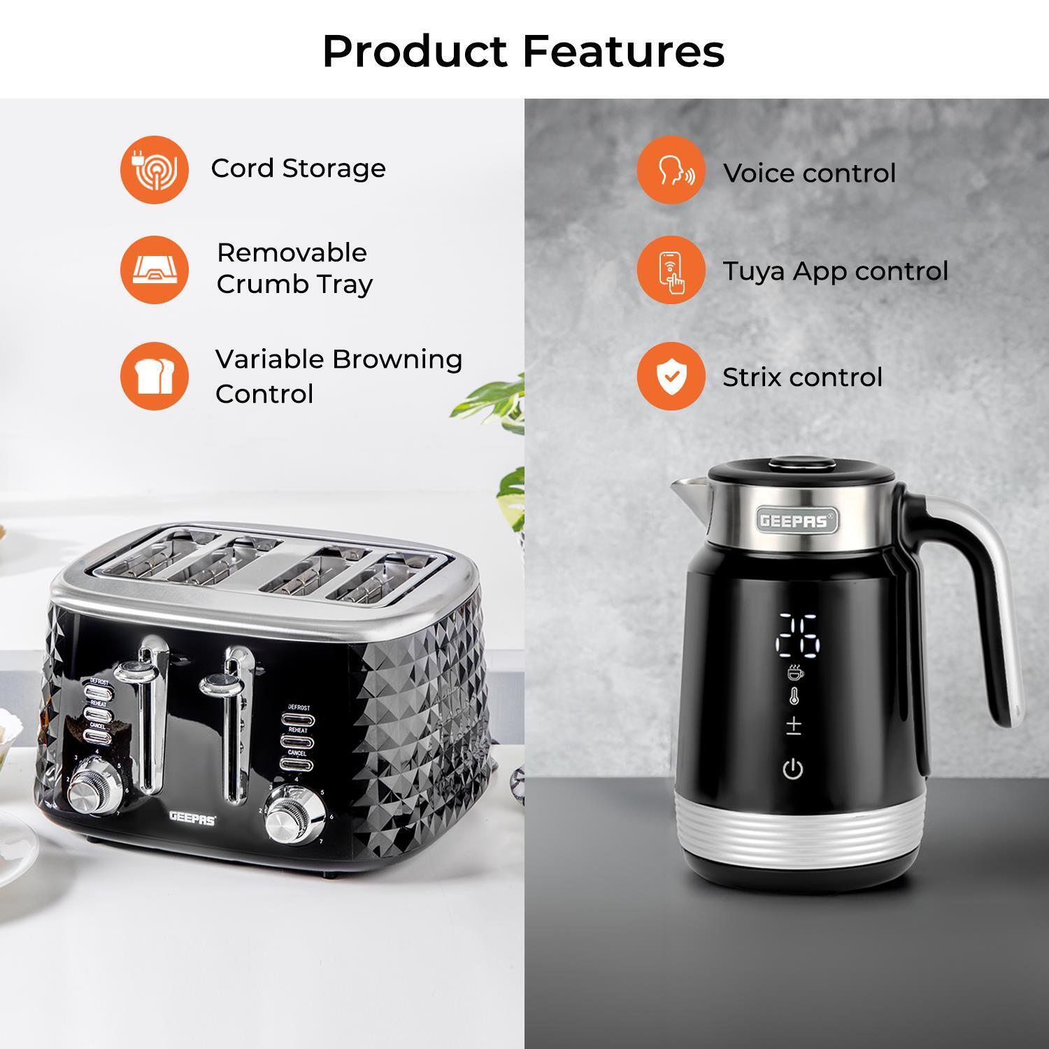 1.7L Alexa Smart Kettle & 4-Slice Toaster Combo Set