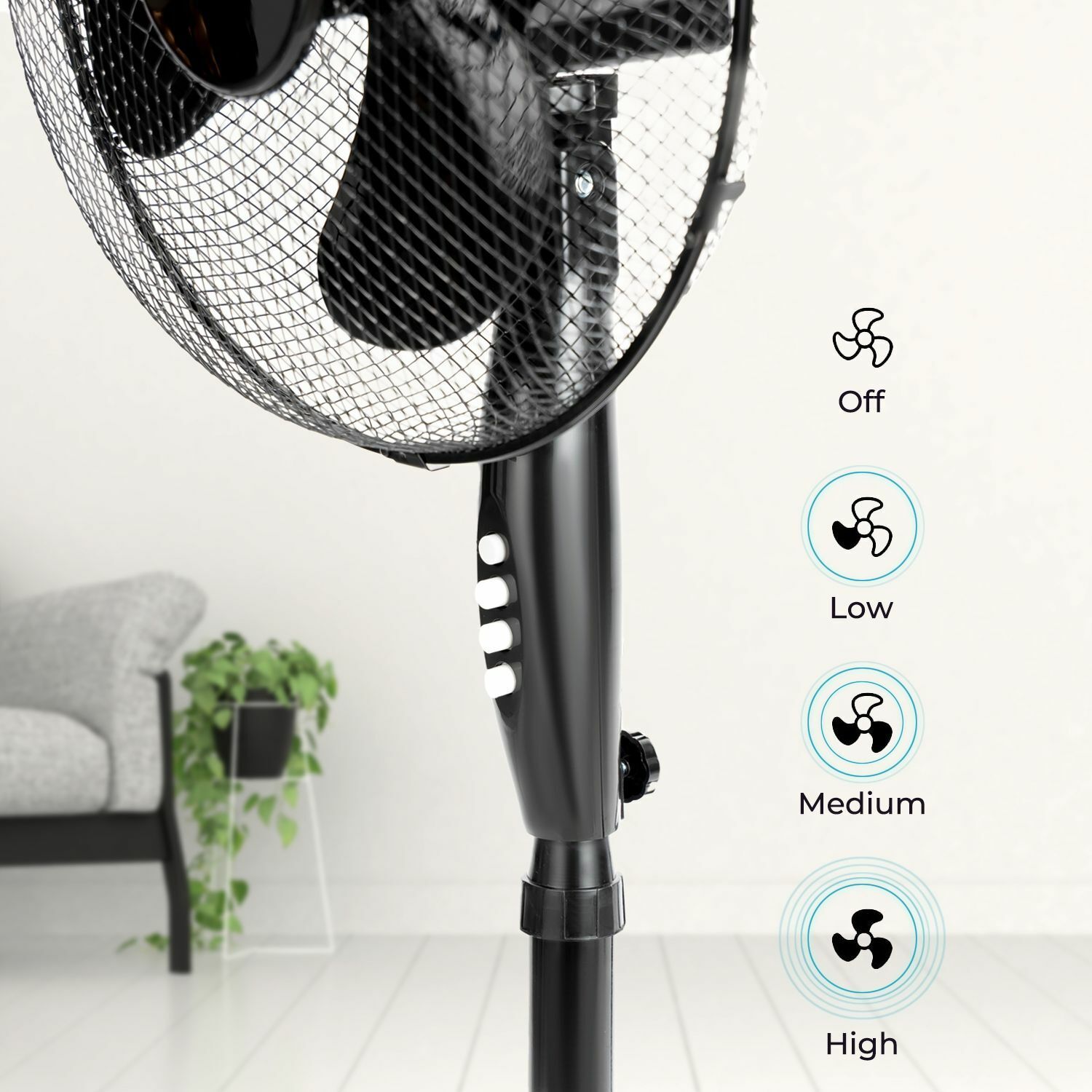 Set Of Two 16" Black Oscillating Electric Pedestal Fans
