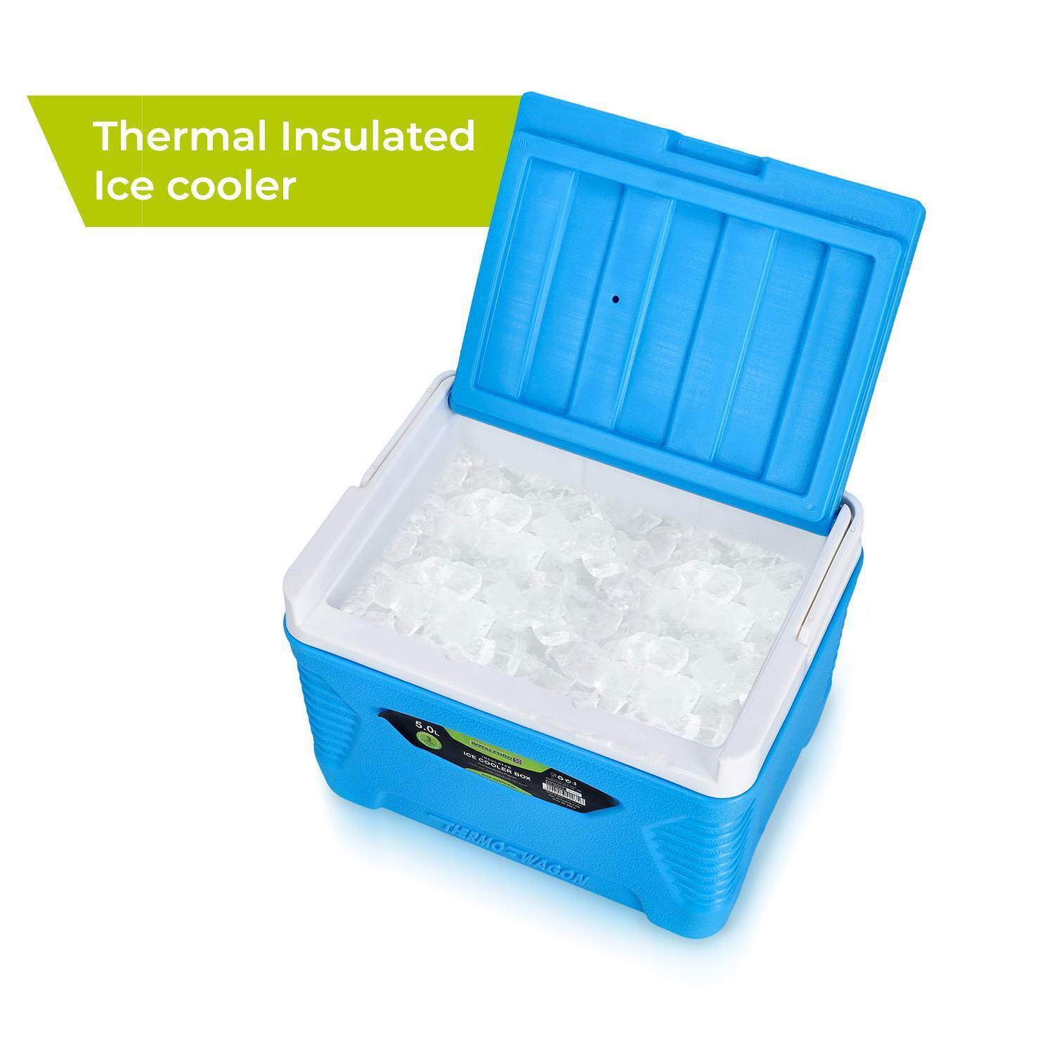 5L Insulated Ice Cooler Box - Blue - Portable, Lightweight