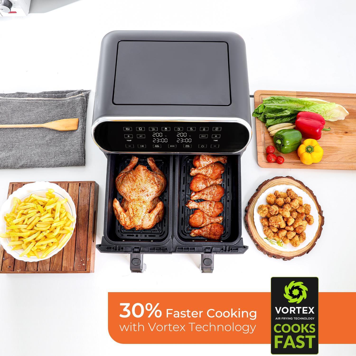 8L Dual Basket Air Fryer, 1.7L Kettle & 4 Slice Bread Toaster Matching Set