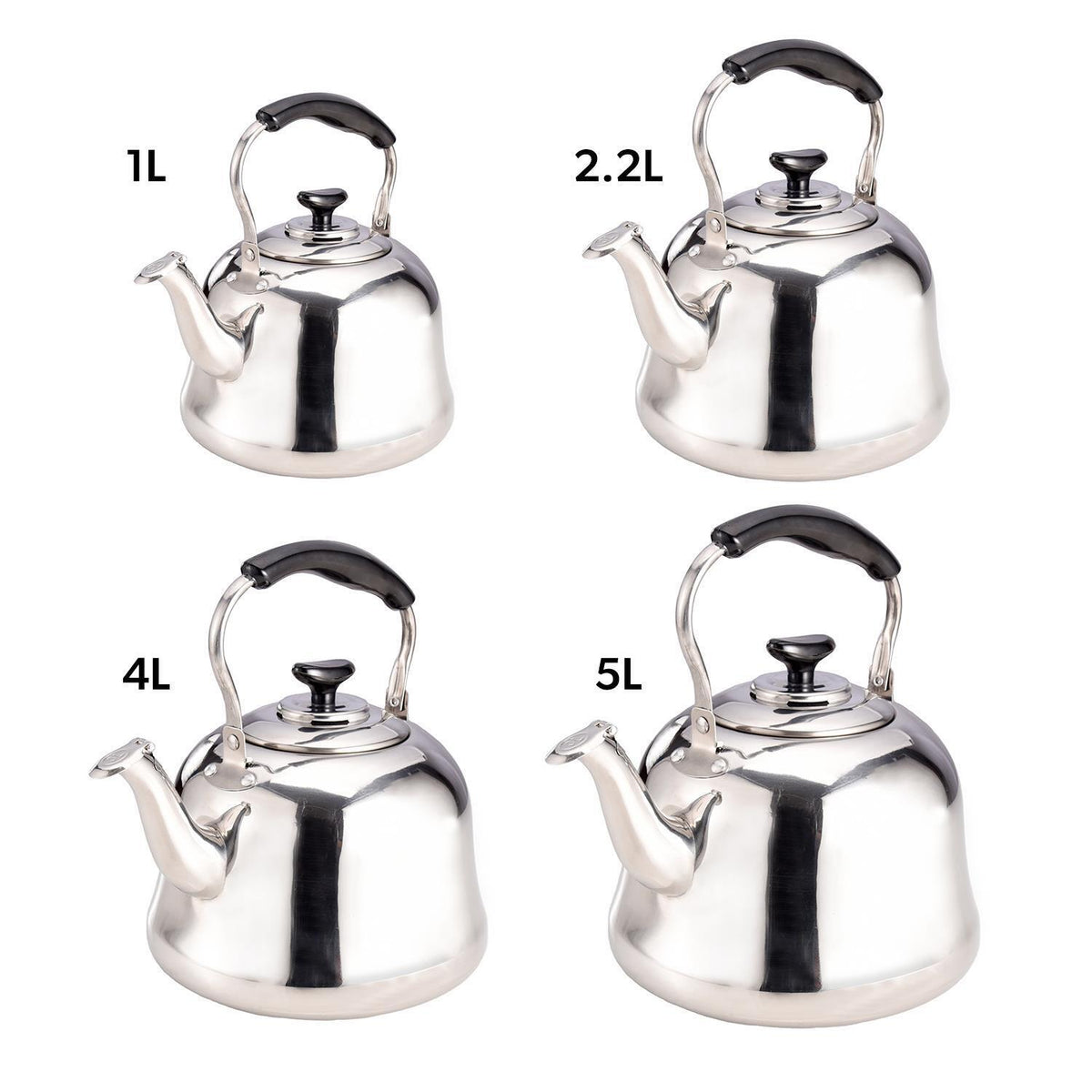 1L - 5L Stovetop Stainless Steel Tea Stovetop Kettle