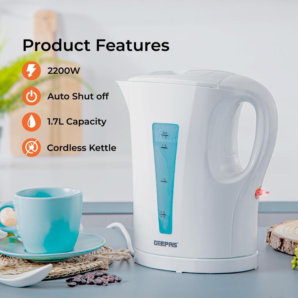 1.7L Electric Kettle & 2-Slice Bread Toaster Matching Set In White