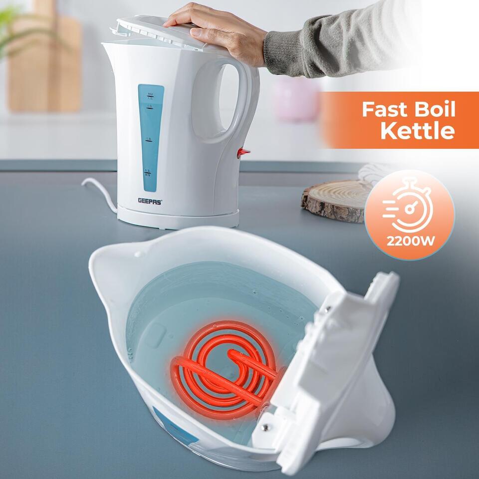 1.7L Electric Kettle & 2-Slice Bread Toaster Matching Set In White