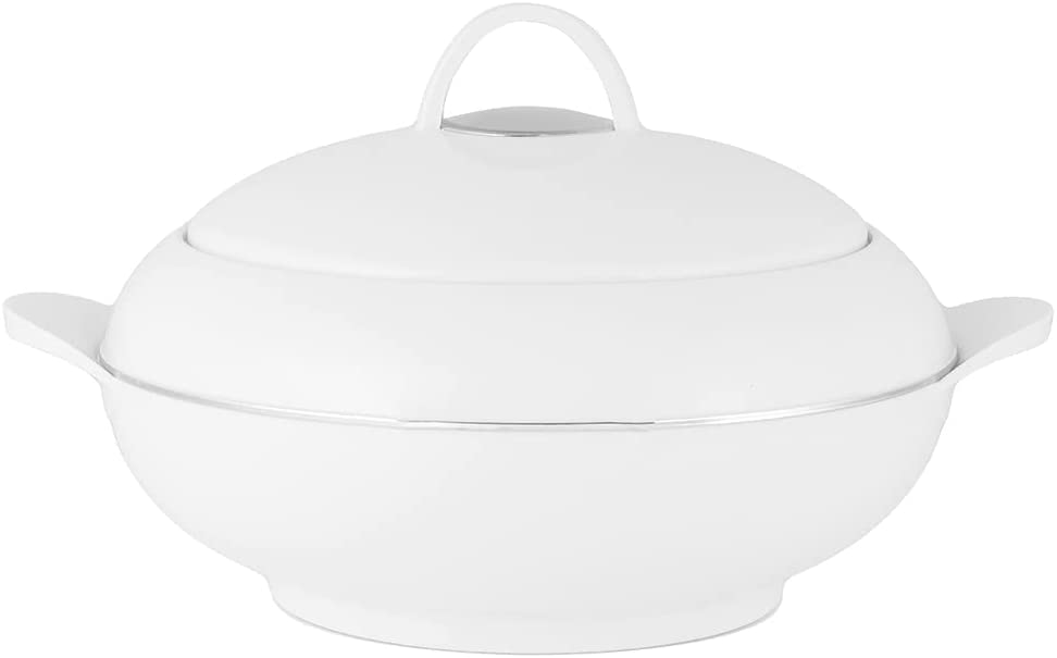 Royalford White Casserole Hot Pot Food Warmer 1.2L Casserole Dishes