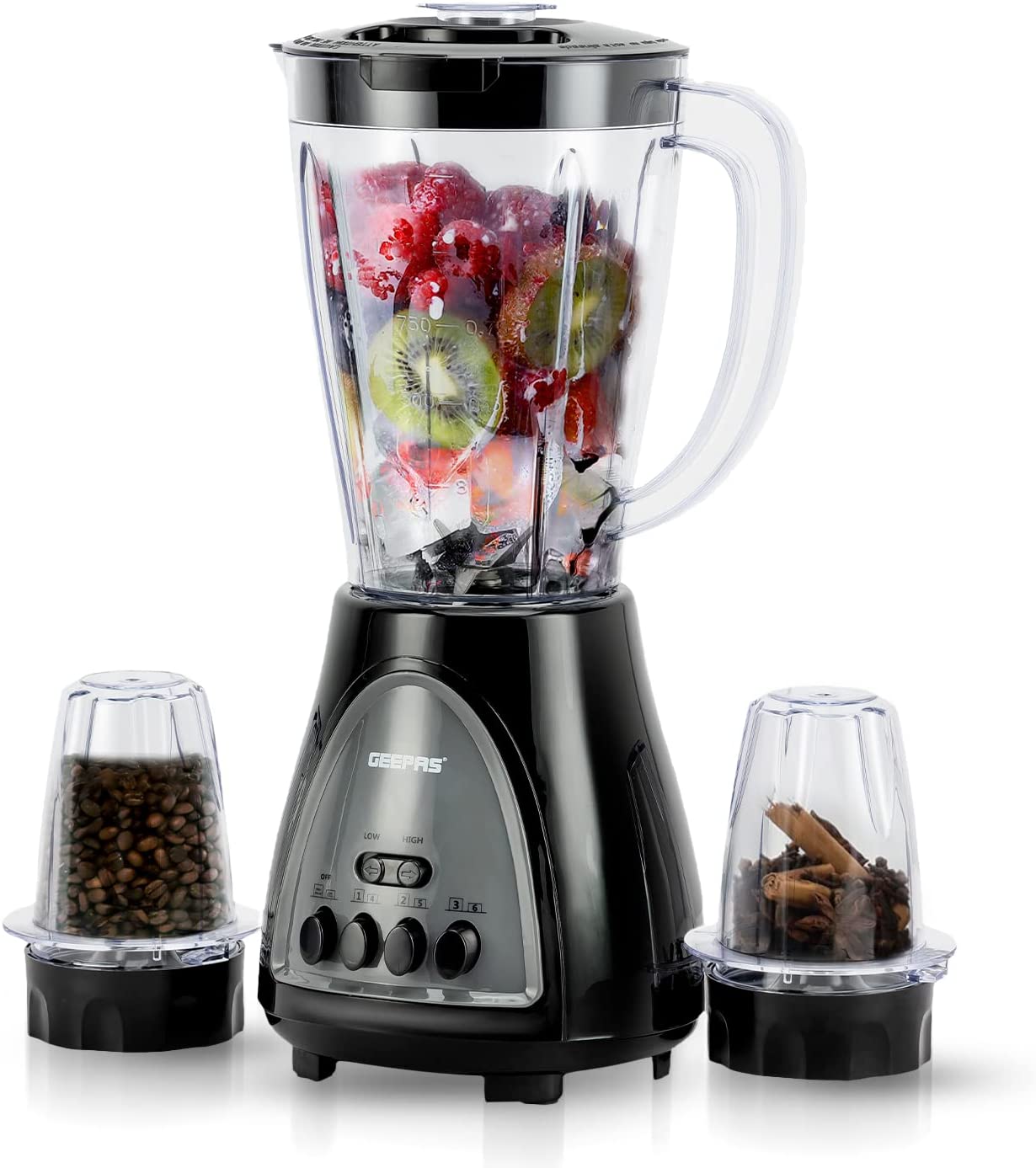 3 in 1 Food Jug Blender with 1.5L Jar, 6 Speed Control with Pulse