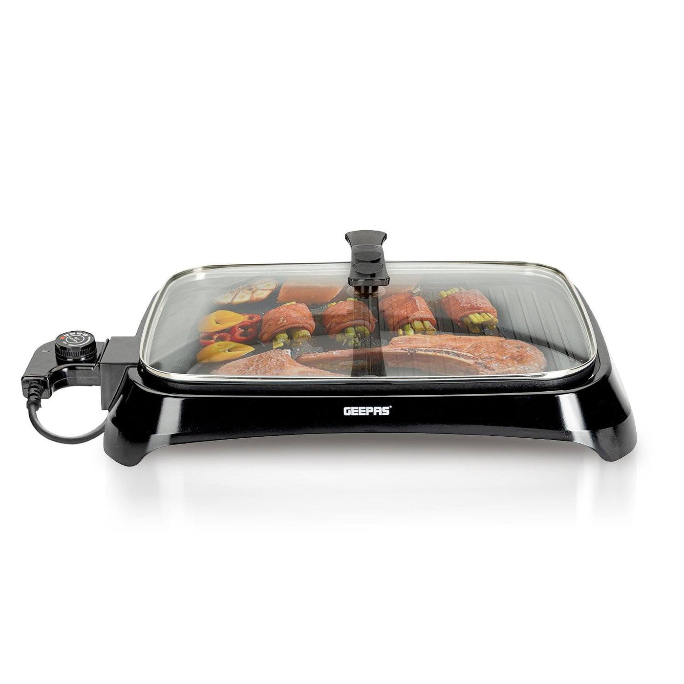 1600W Electric Barbecue Grill, 2-in-1 Grill with Hot Plate, Smokeless Indoor BBQ Electric Grill and Griddle Electric BBQ Grill Geepas | For you. For life.