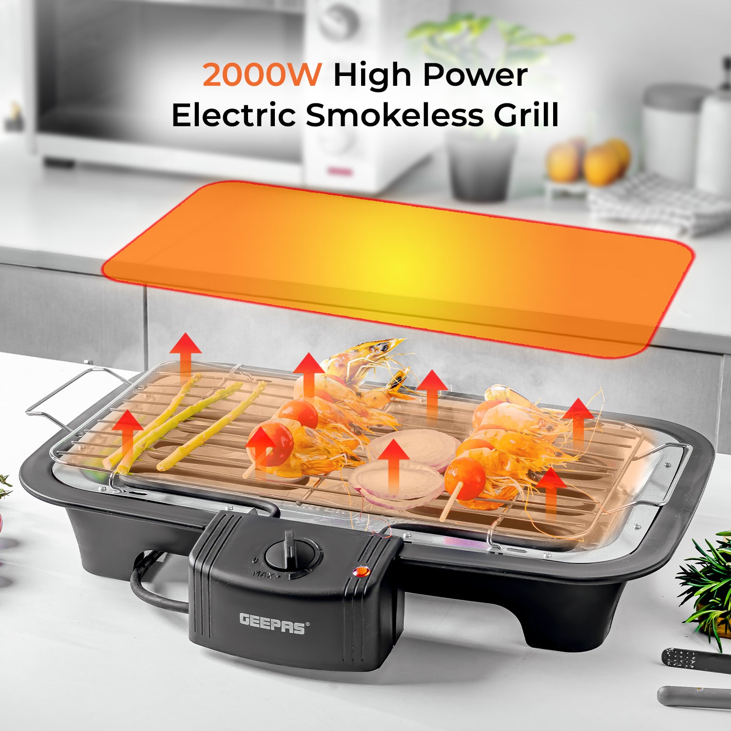 Indoor Smokeless Tabletop Electric Grill BBQ 2000W