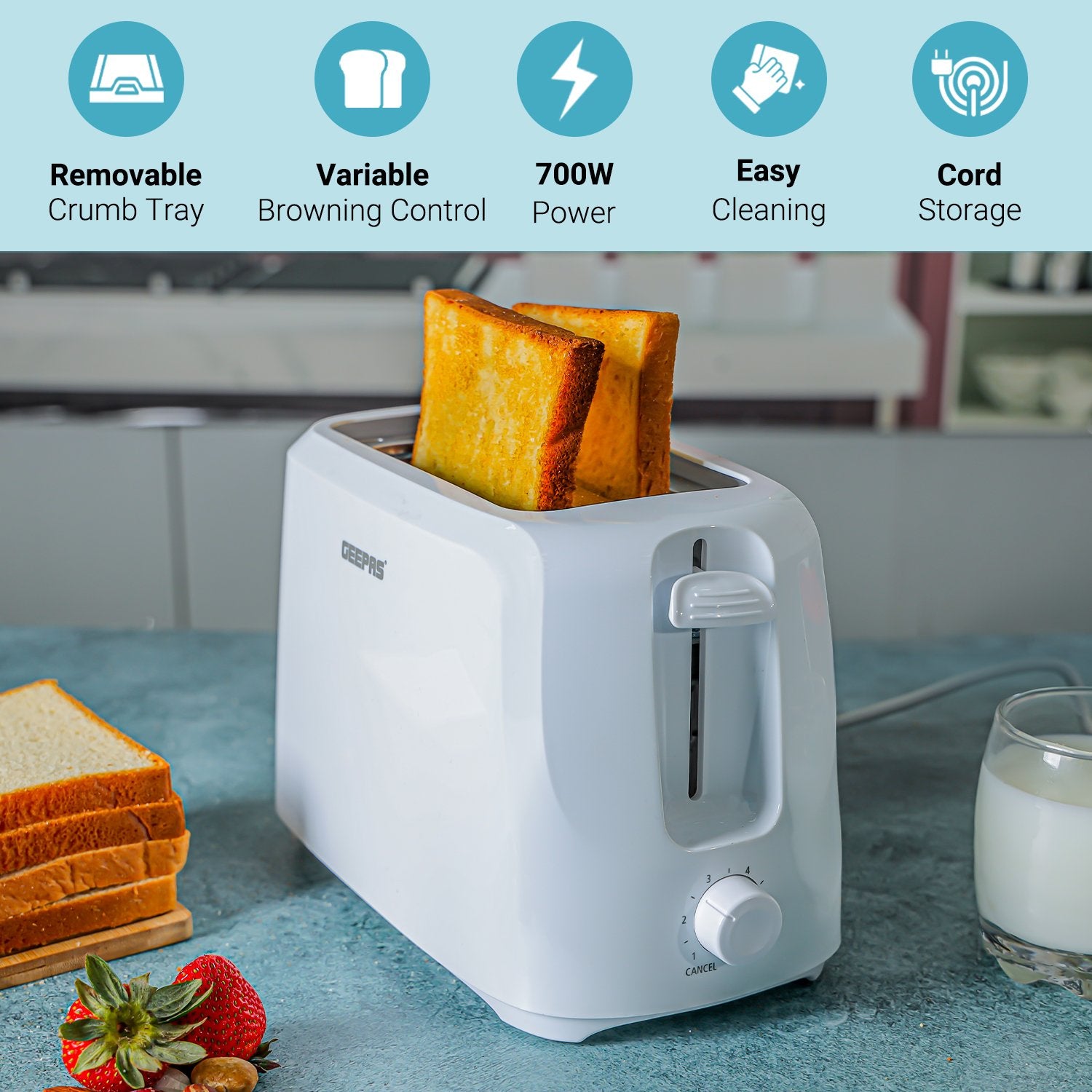 2 Slice Bread Toaster Toaster Geepas | For you. For life.