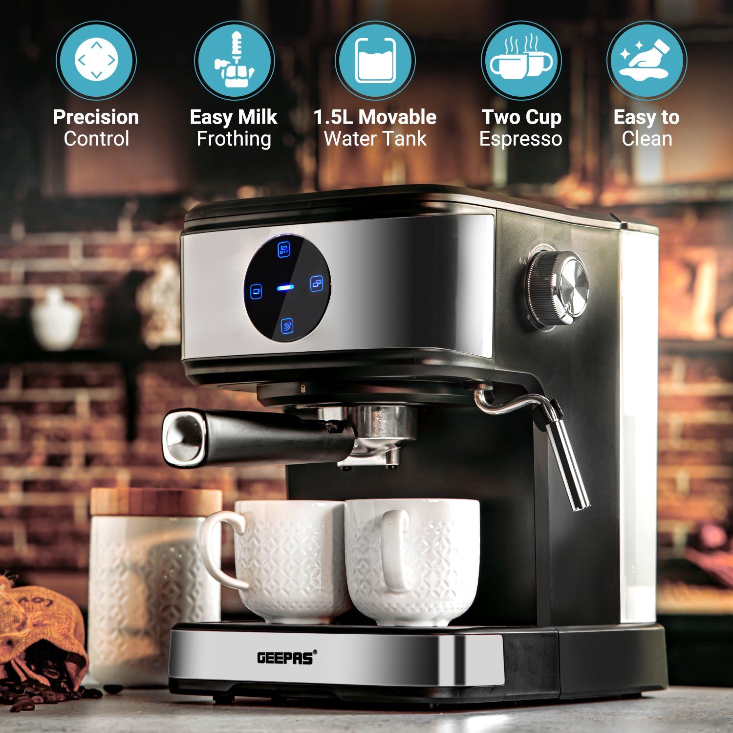 850W Espresso Machine Barista Coffee Maker Coffee Machine Geepas | For you. For life.