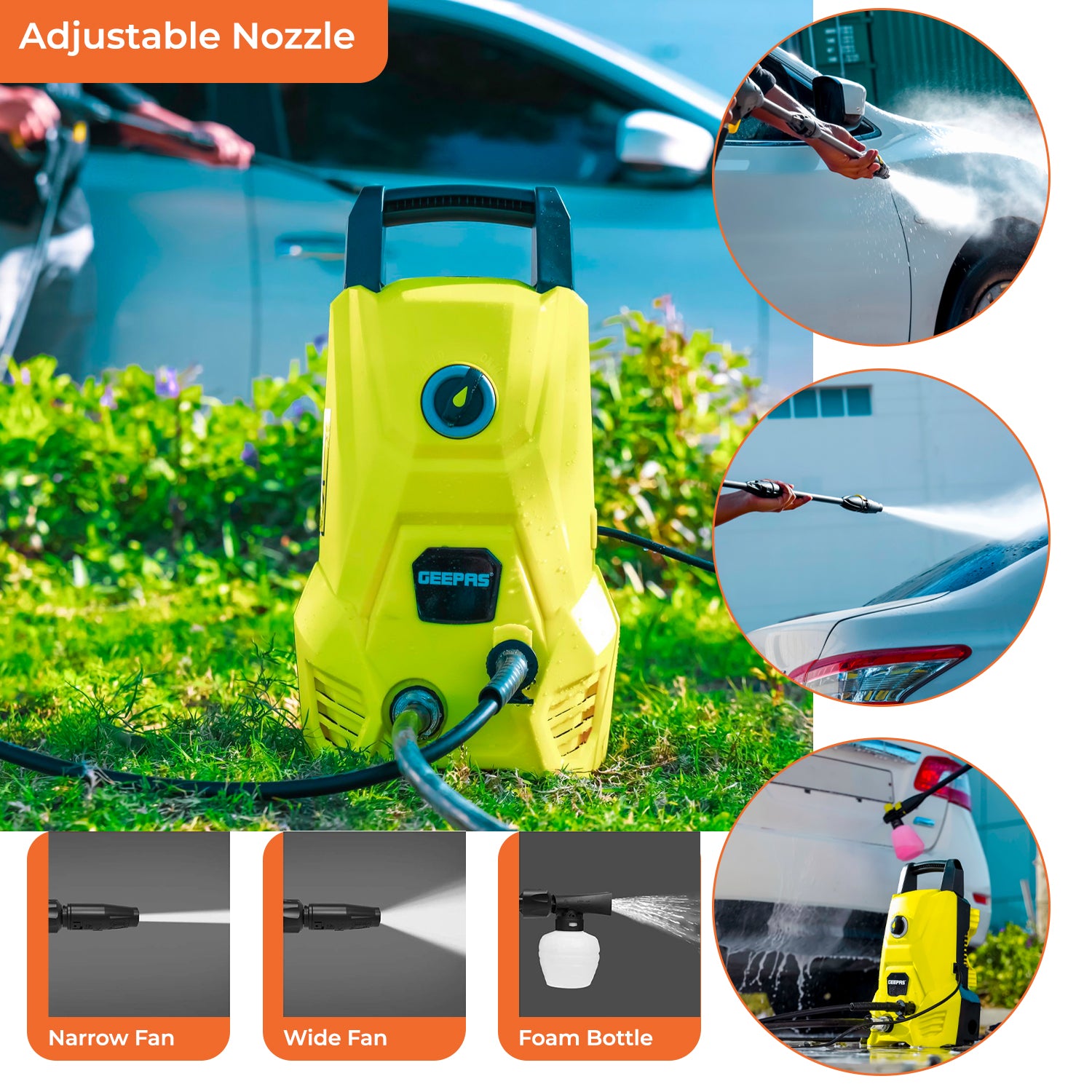 Geepas | For you. For life. High Pressure Electric Pressure Washer With Accessories Car Washer