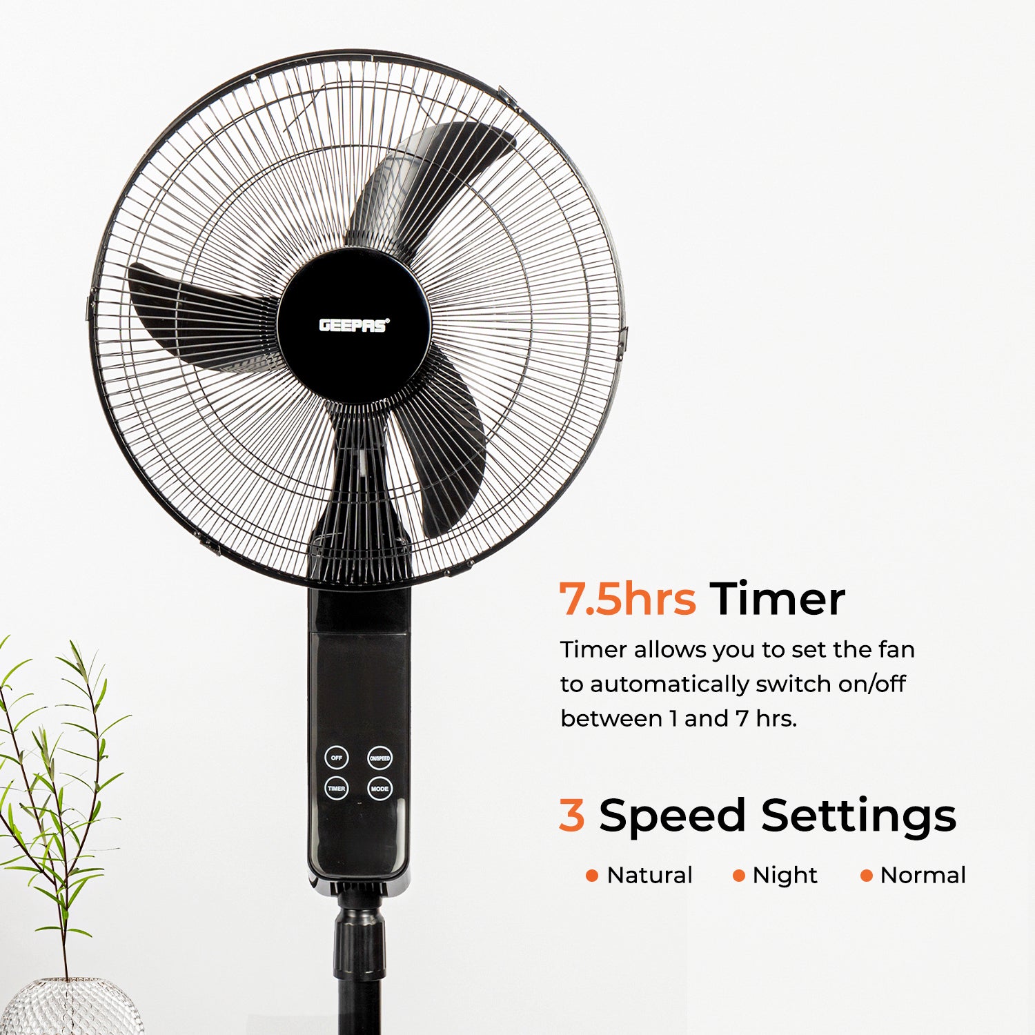 16’’ Pedestal Fan with Remote Control, 60W