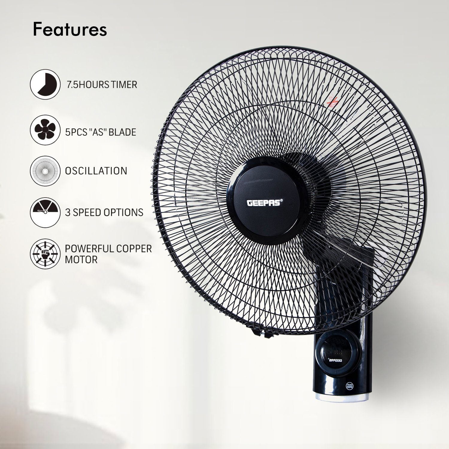 16-Inch Wall Mounted Fan with Remote Control Fan Geepas | For you. For life.
