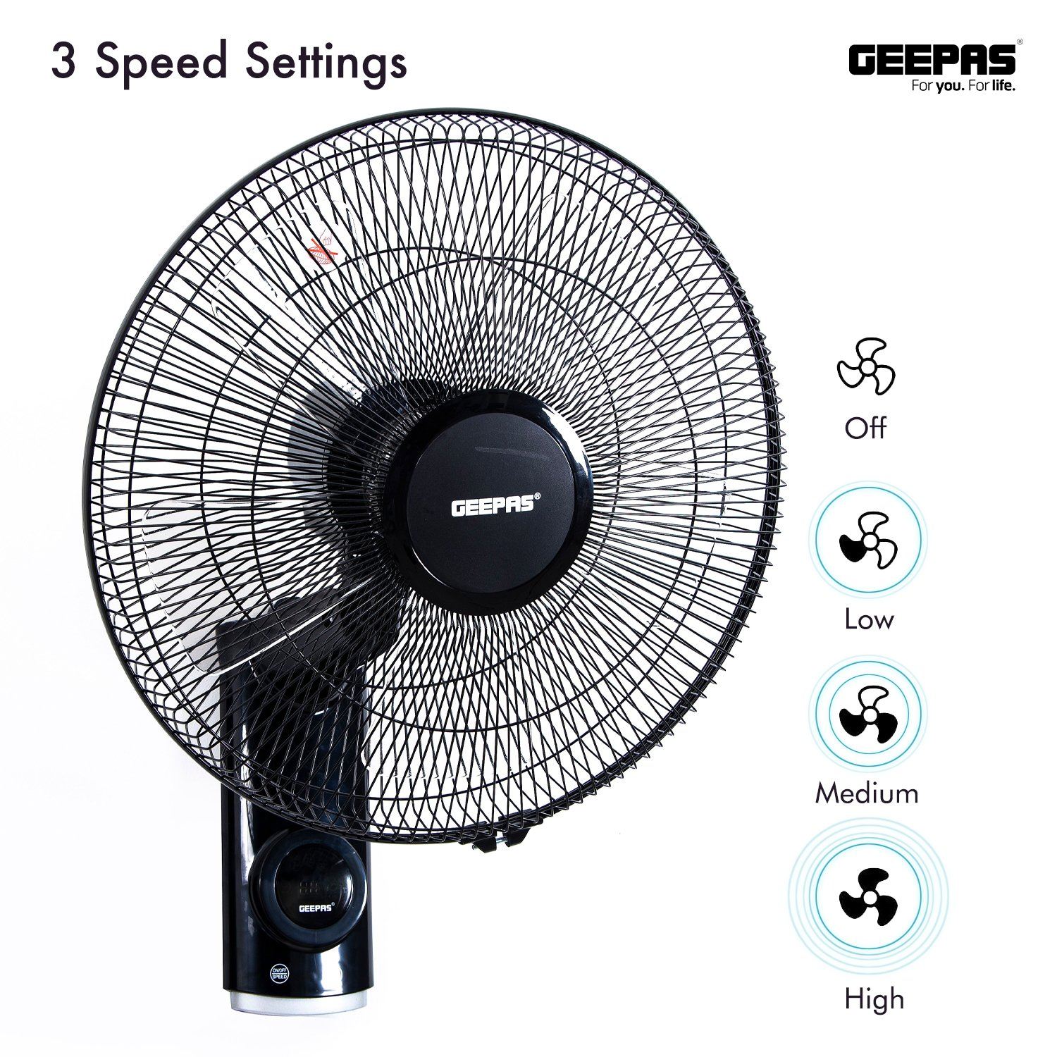 16-Inch Wall Mounted Fan with Remote Control Fan Geepas | For you. For life.