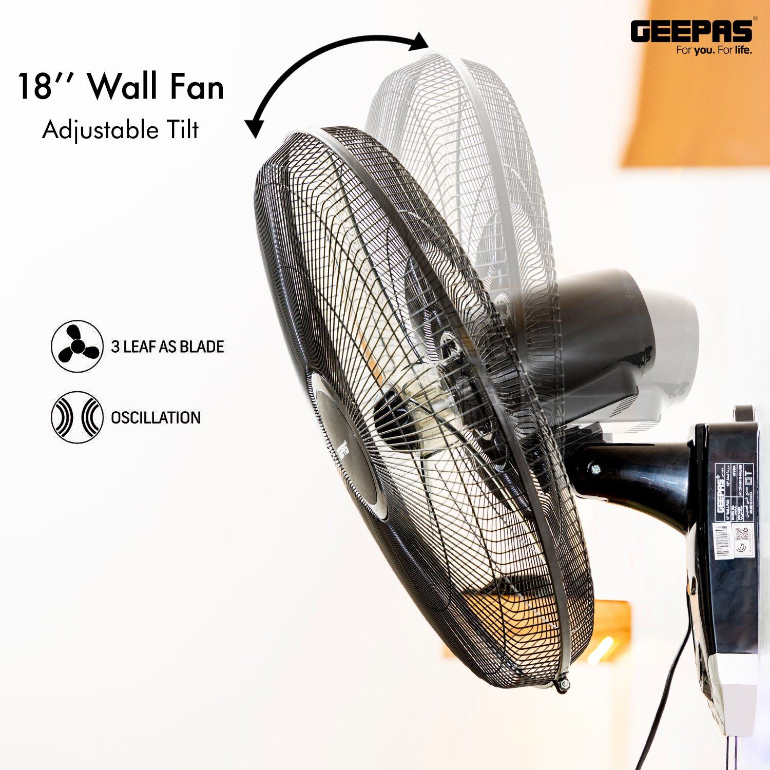 18-Inch Wall Mounted Fan Fan Geepas | For you. For life.