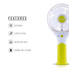 Geepas Rechargeable Mini Fan | Personal Portable Fan | Green Fan Geepas | For you. For life. 