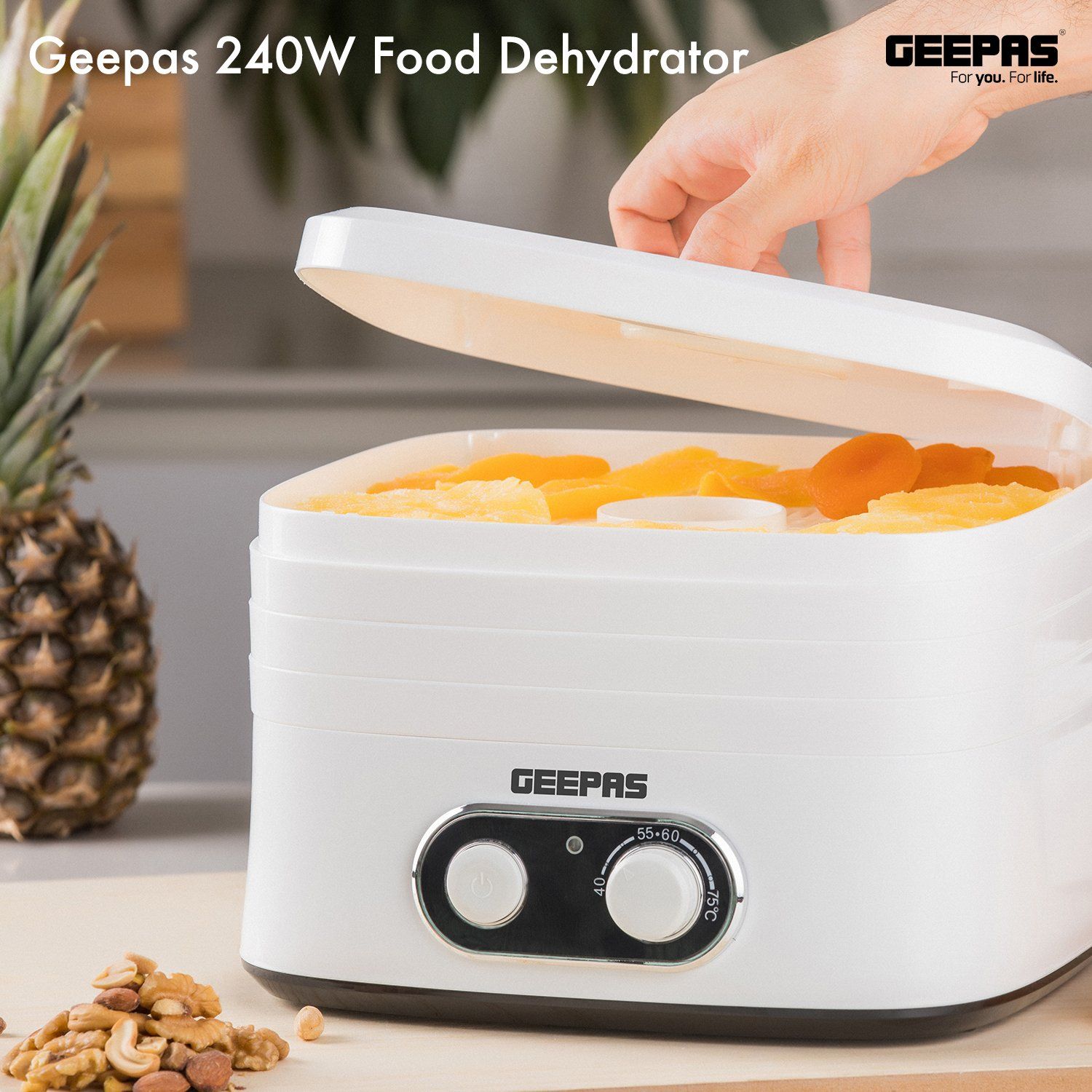 240W Food Dehydrator, BPA-Free Food Dryer with 5 Large Trays Specialty Appliances Geepas | For you. For life.