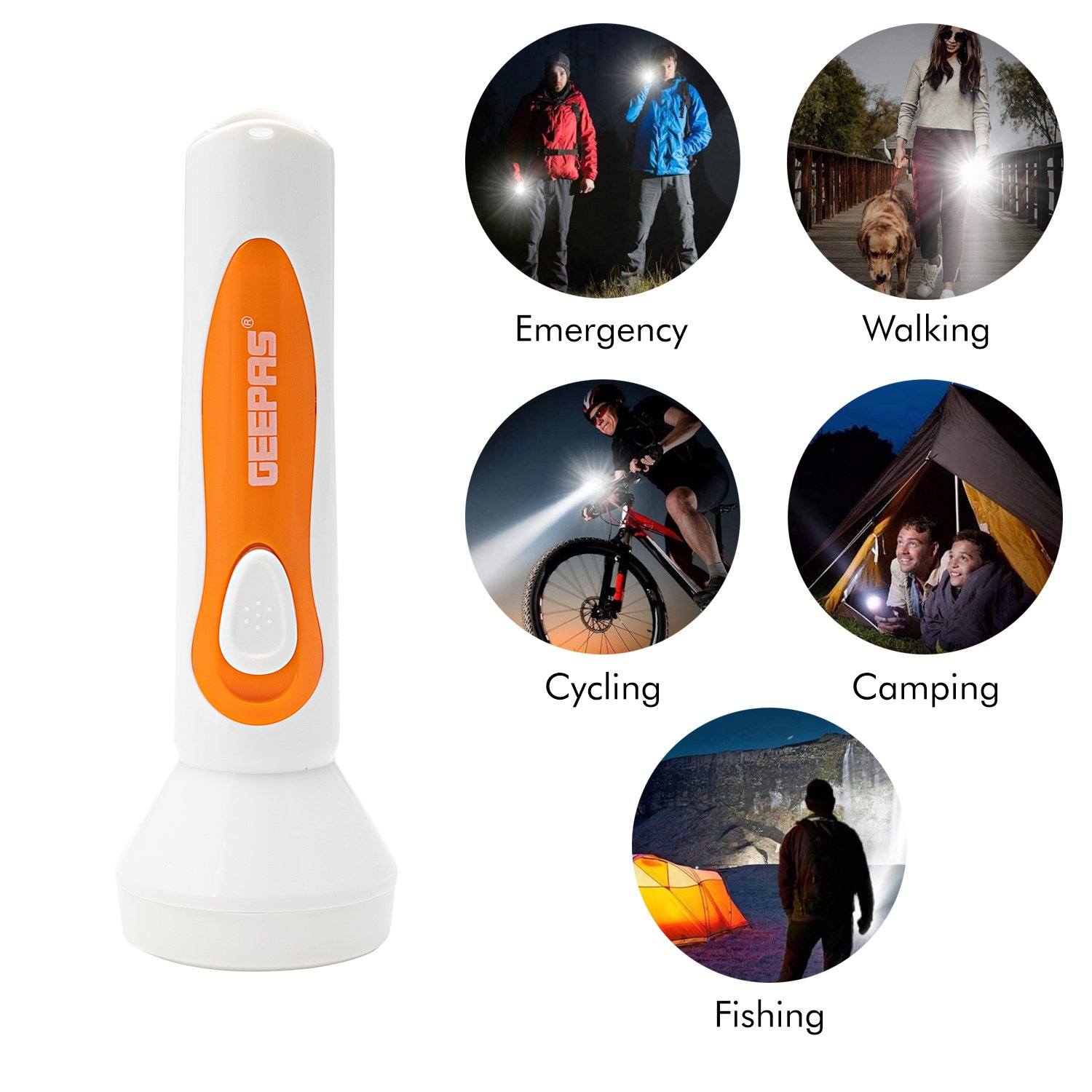 Rechargable Led Flashlight Lighting Geepas | For you. For life.