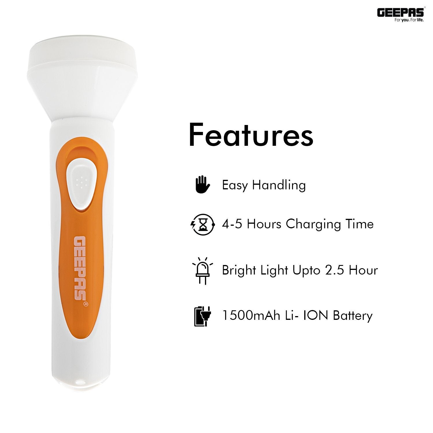 Rechargable Led Flashlight Lighting Geepas | For you. For life.