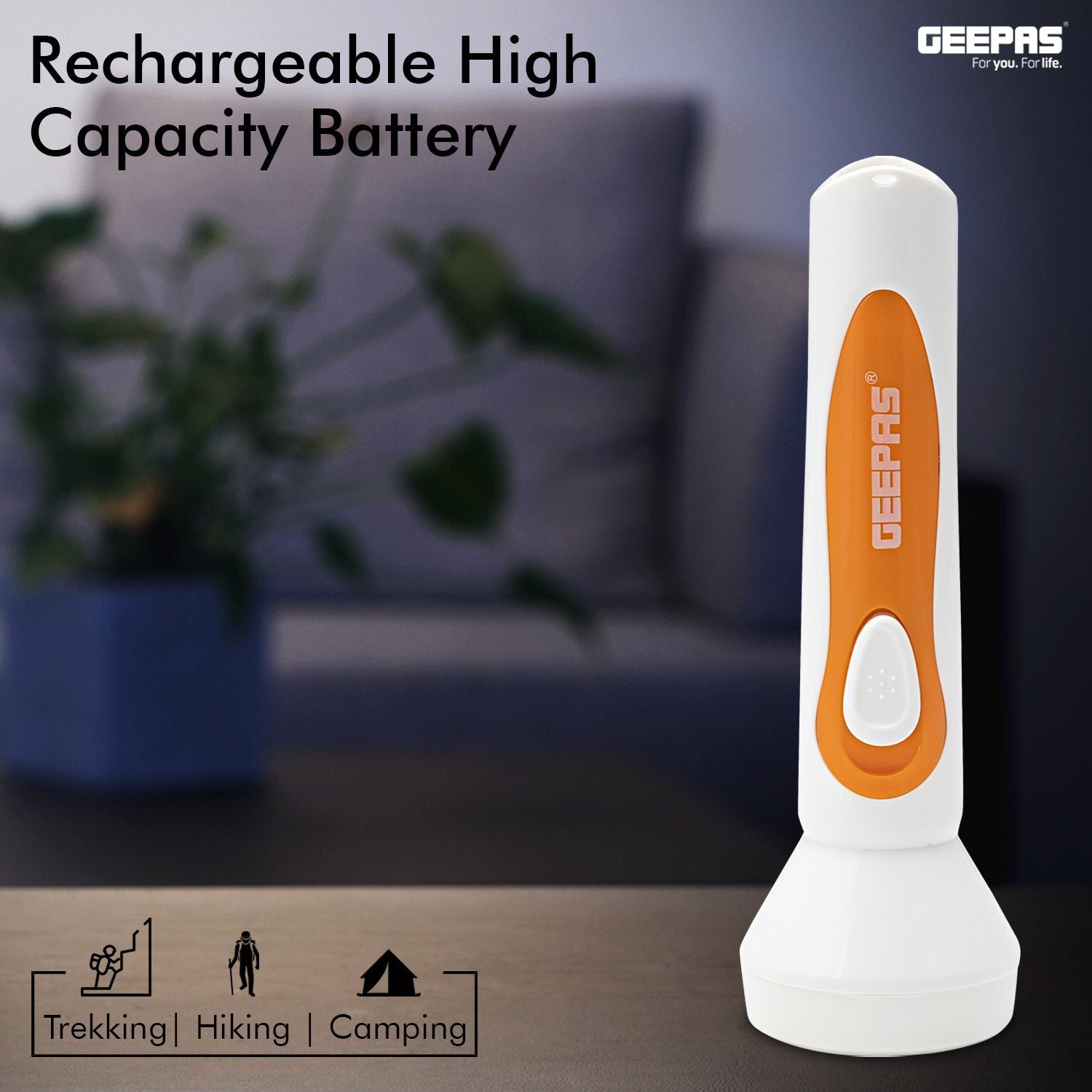 Rechargable Led Flashlight Lighting Geepas | For you. For life.