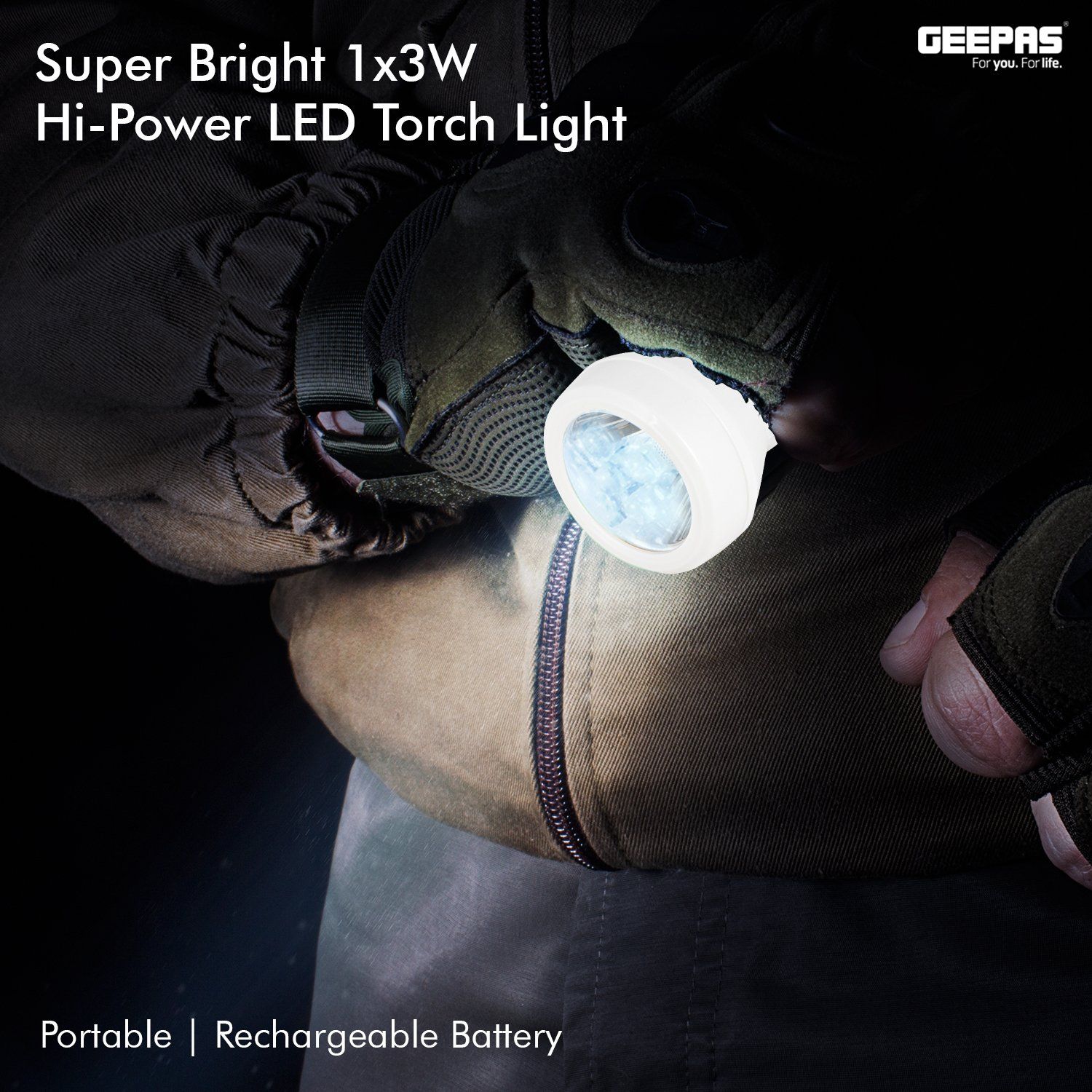 Rechargable Led Flashlight Lighting Geepas | For you. For life.