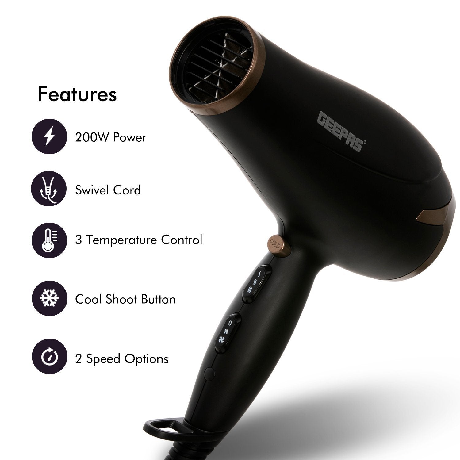 1600W Powerful Hair Dryer Hair Dryer Geepas | For you. For life.
