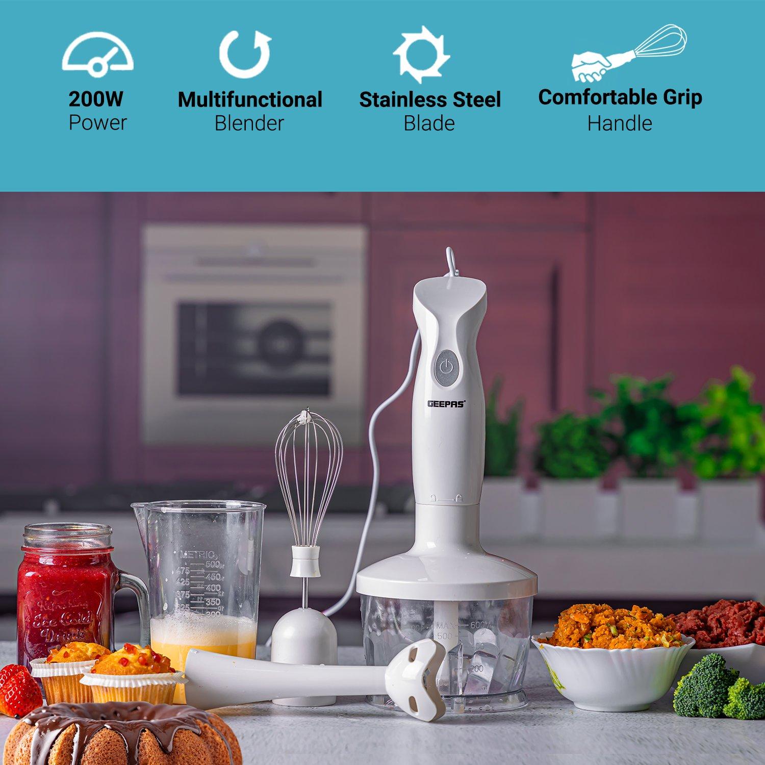 200W 4-in-1 Hand Immersion Blender Blender Geepas | For you. For life.