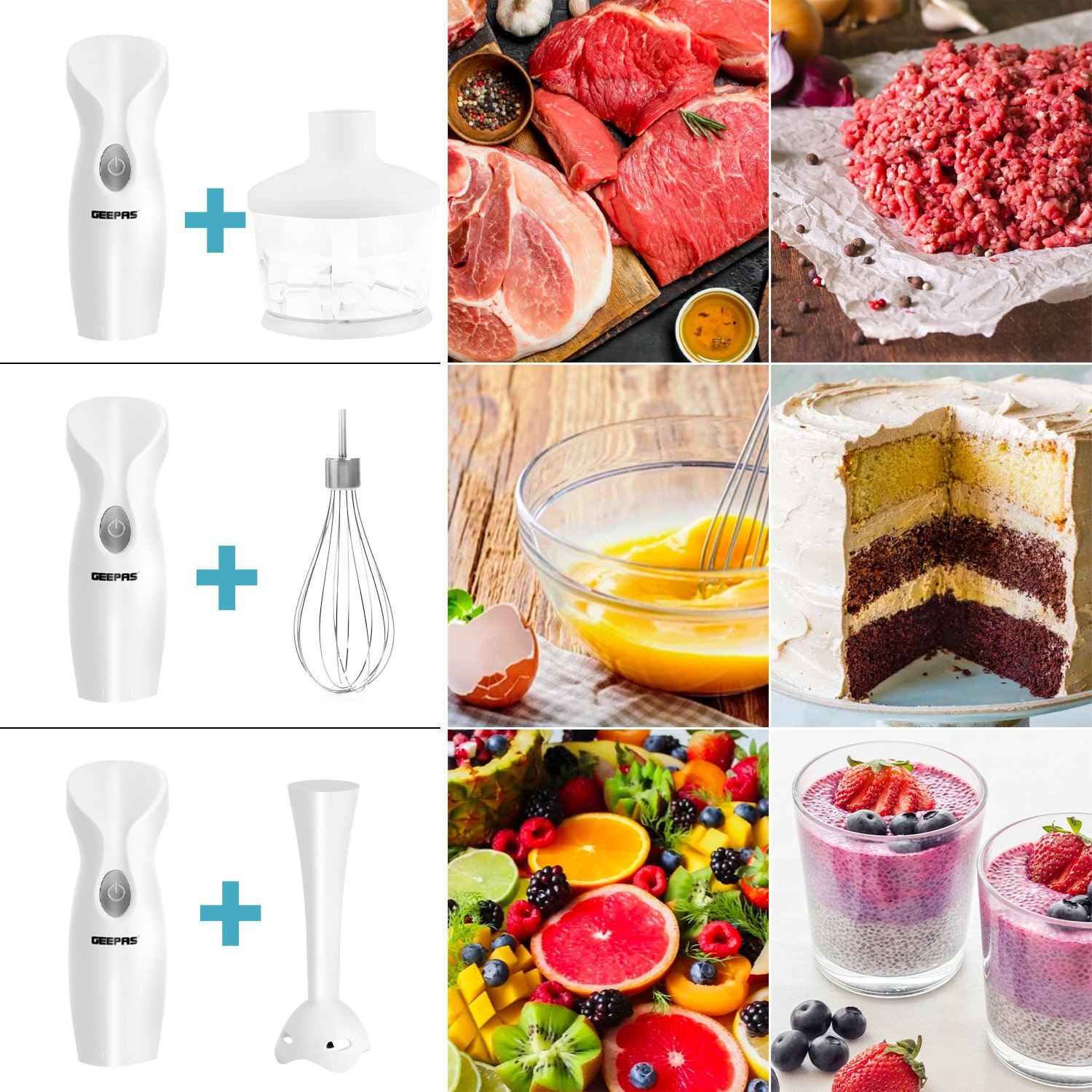 200W 4-in-1 Hand Immersion Blender Blender Geepas | For you. For life.
