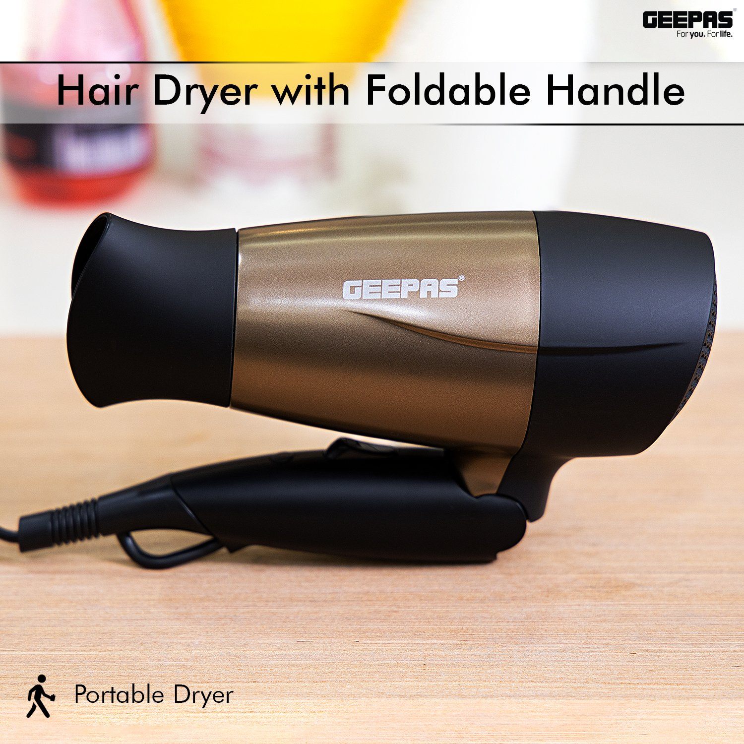 1600W Powerful Travel Hair Dryer with Foldable Handle Hair Dryer Geepas | For you. For life.