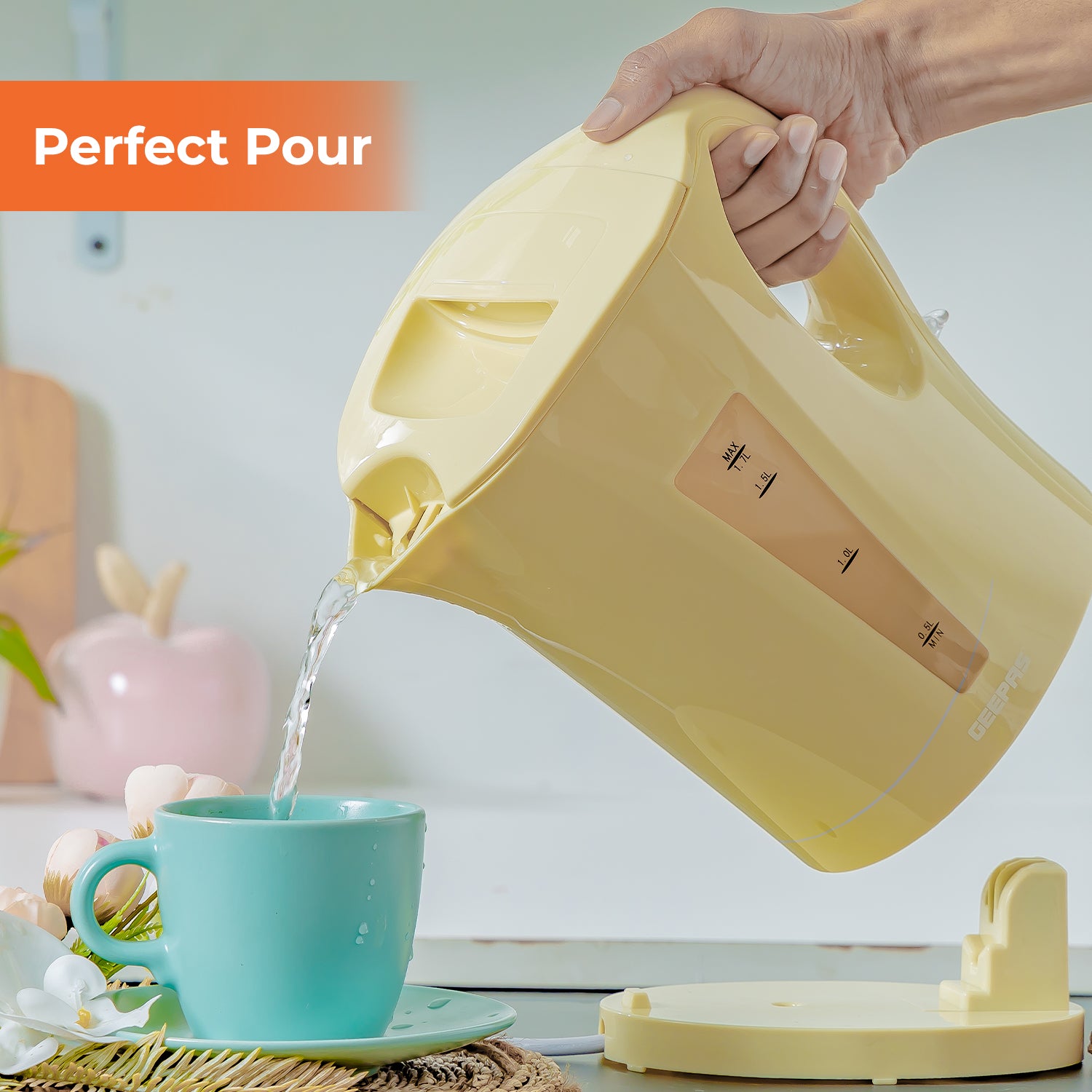 1.7L Fast-Boil Cordless Beige Electric Kettle