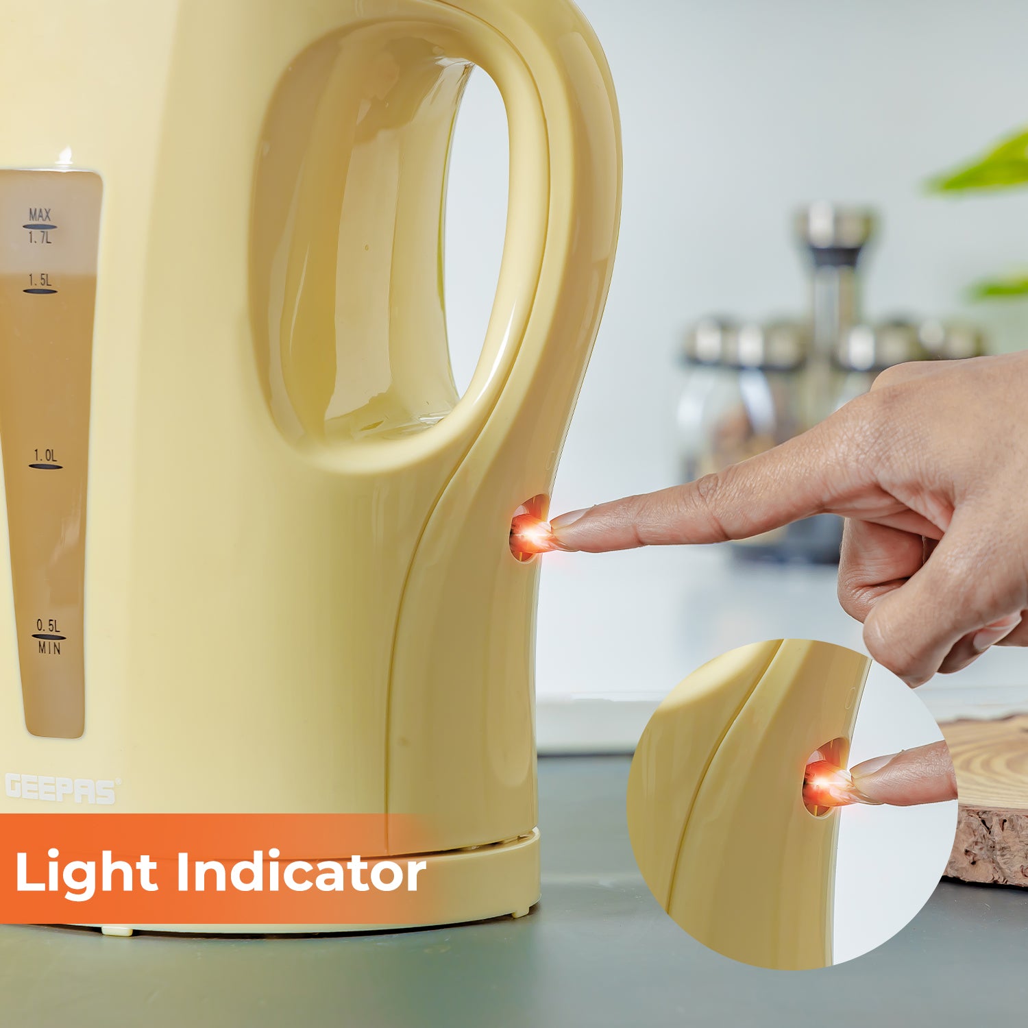 1.7L Fast-Boil Cordless Beige Electric Kettle