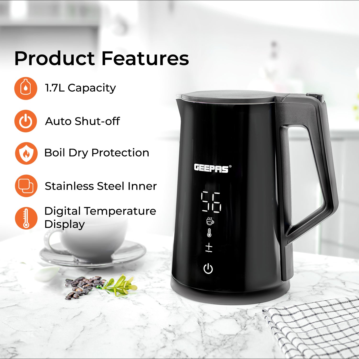 1.7L Digital LED Smart Touchscreen Electric Kettle