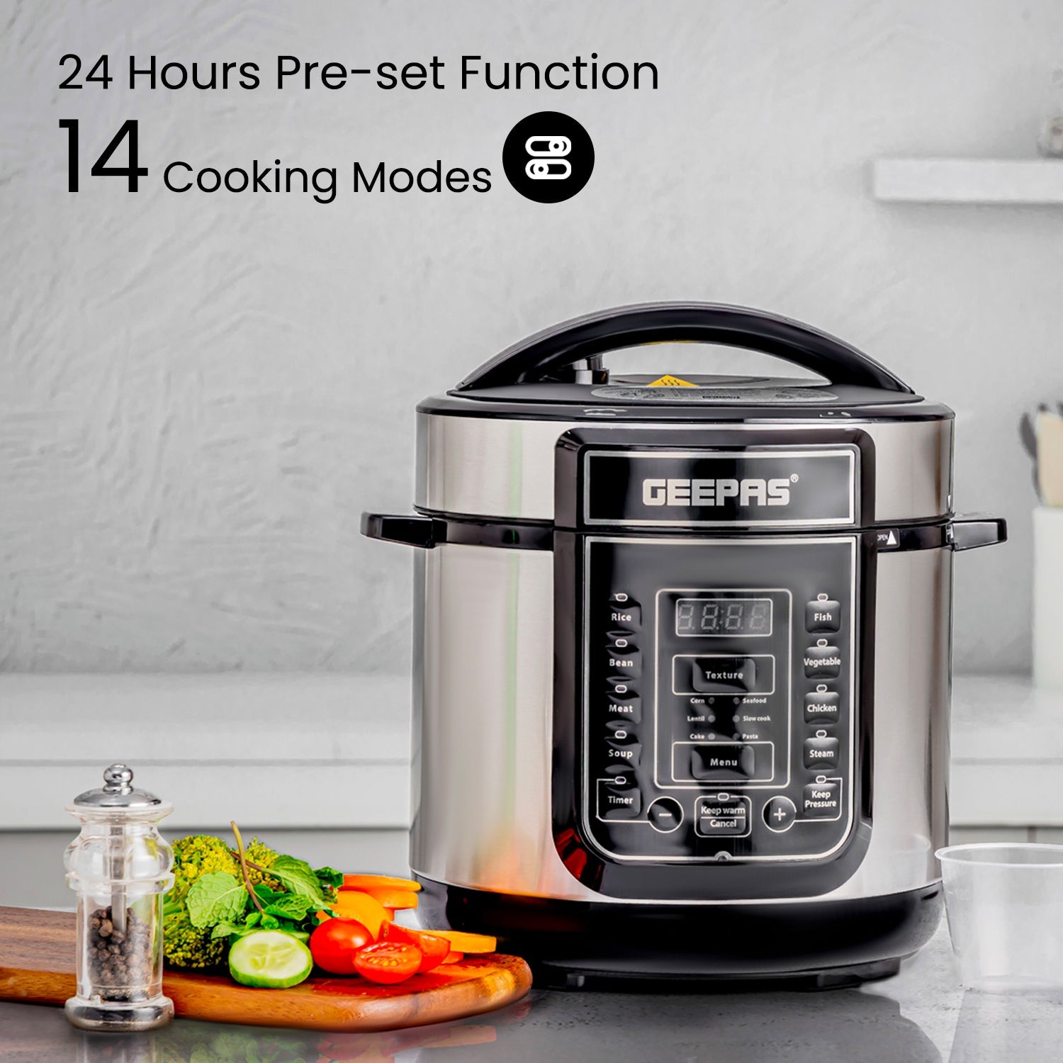 1000W Electric Multi Cooker Pressure Cooker, Steamer Multicooker Geepas | For you. For life.