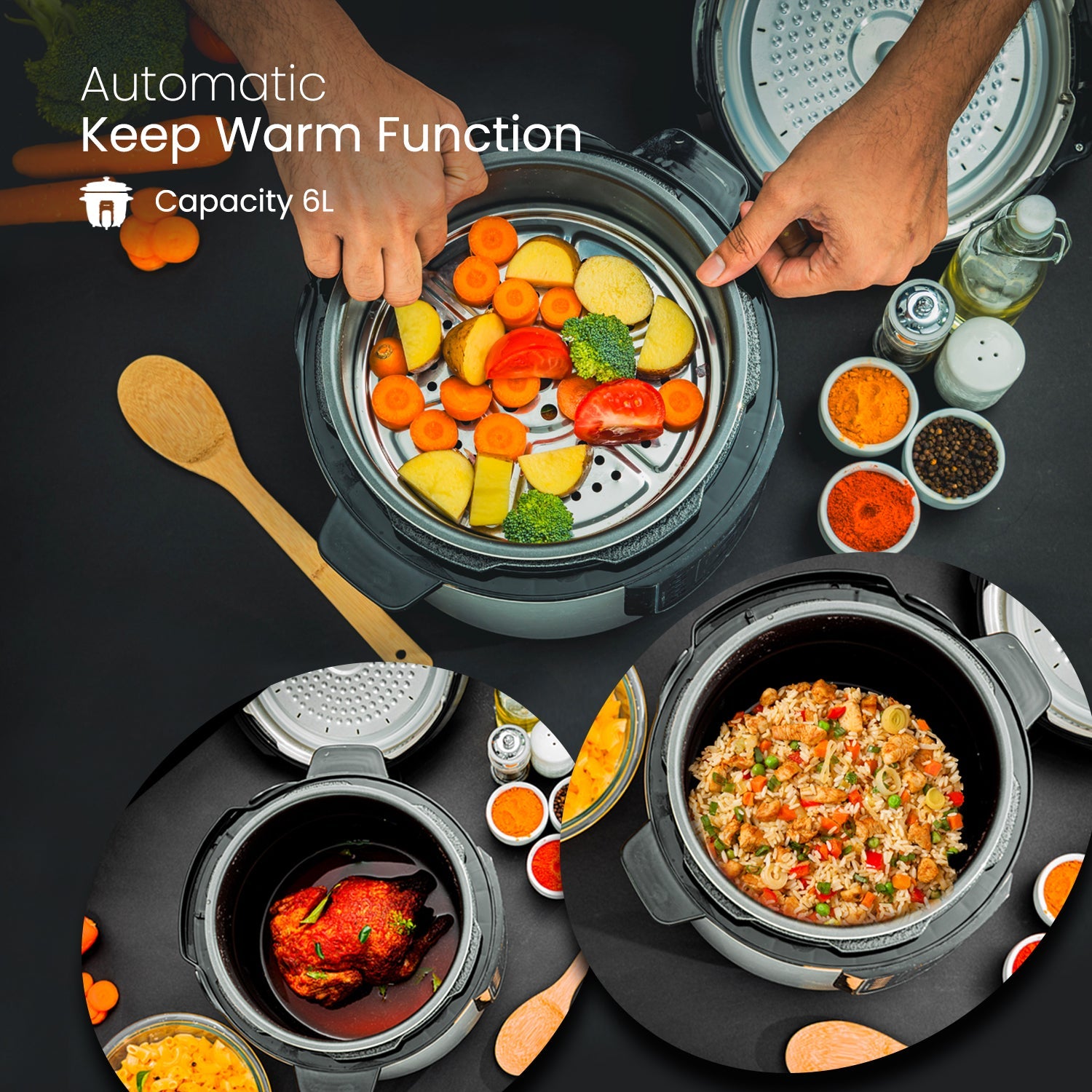 1000W Electric Multi Cooker Pressure Cooker, Steamer Multicooker Geepas | For you. For life.