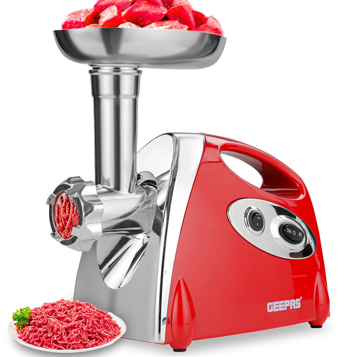 Electric Meat Grinder, 1400W, Red Meat Grinder Geepas | For you. For life.