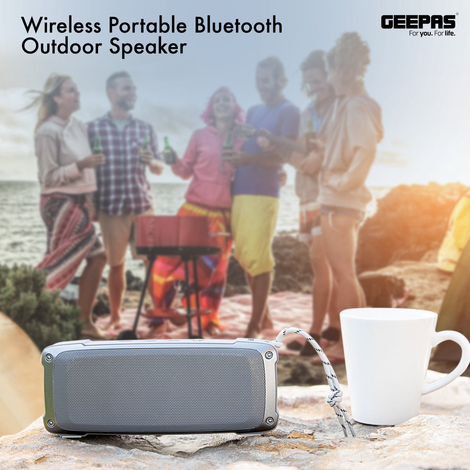 Portable Bluetooth Speaker Wireless Rechargeable USB/TF/AUX/MP3/FM/TWS Speakers Geepas | For you. For life.