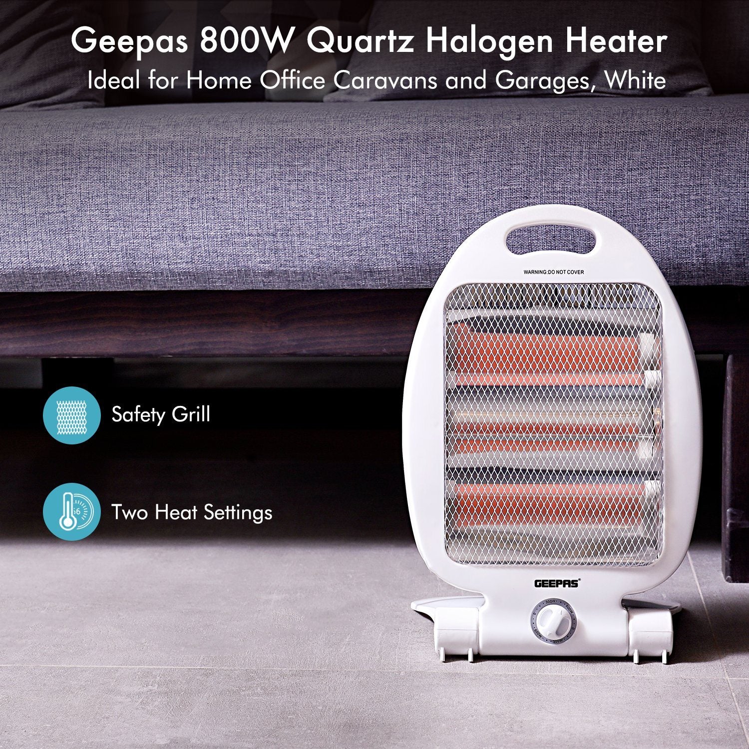 800W Quartz Halogen Heater Heaters Geepas | For you. For life. 