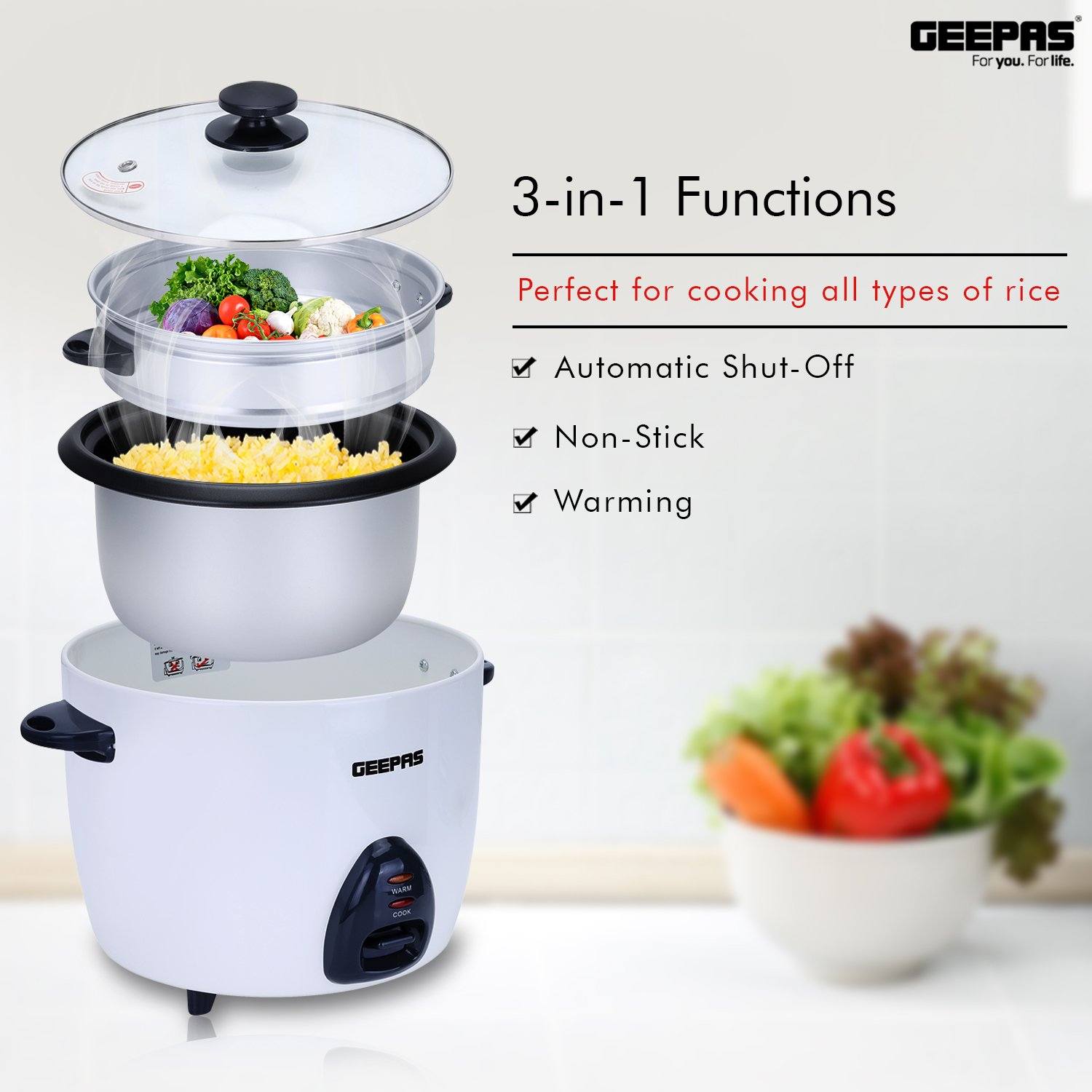 1.5L Rice Cooker with Steamer Rice Cooker Geepas | For you. For life.