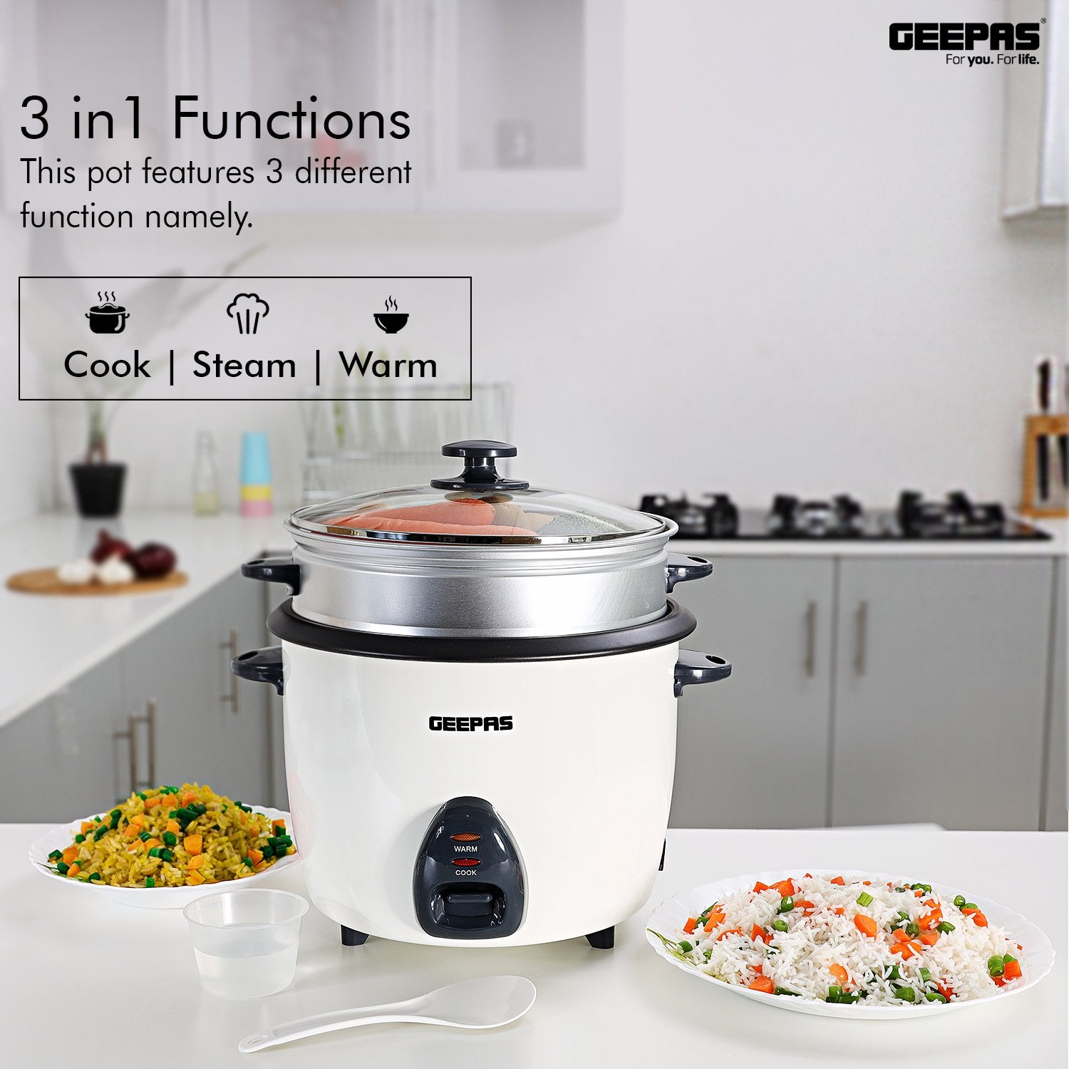 1.5L Rice Cooker with Steamer Rice Cooker Geepas | For you. For life.