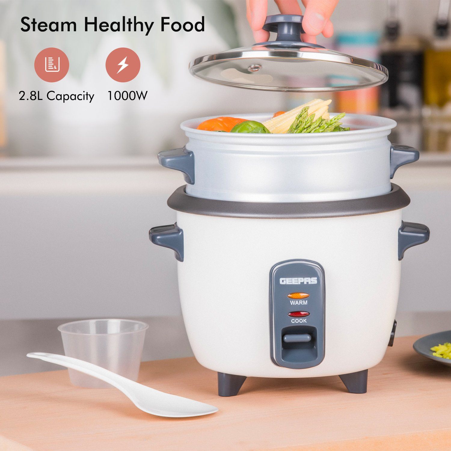 2.8L Rice Cooker with Steamer Rice Cooker Geepas | For you. For life.