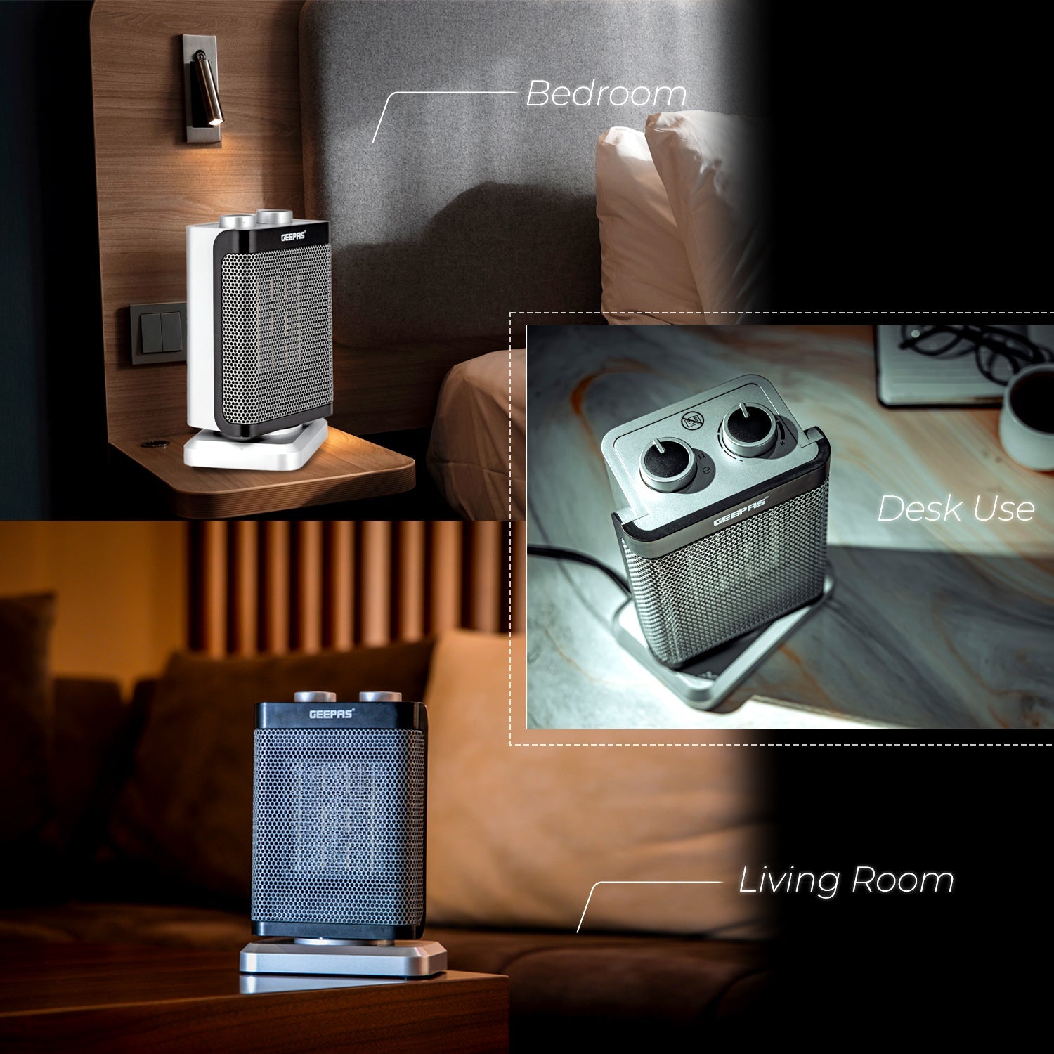 Electric Ceramic PTC Fan Heater - Silver Space Heaters Geepas | For you. For life.